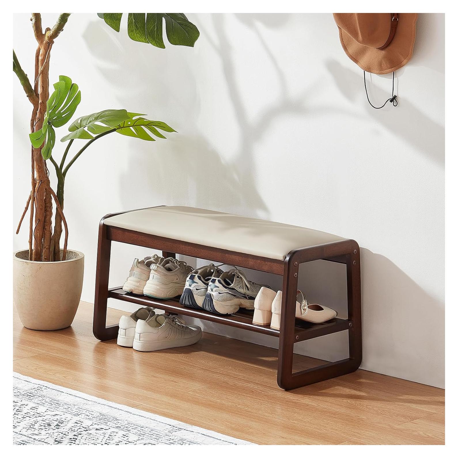 Banco para Zapatos Achicsofar con Cojín 80 cm Beige