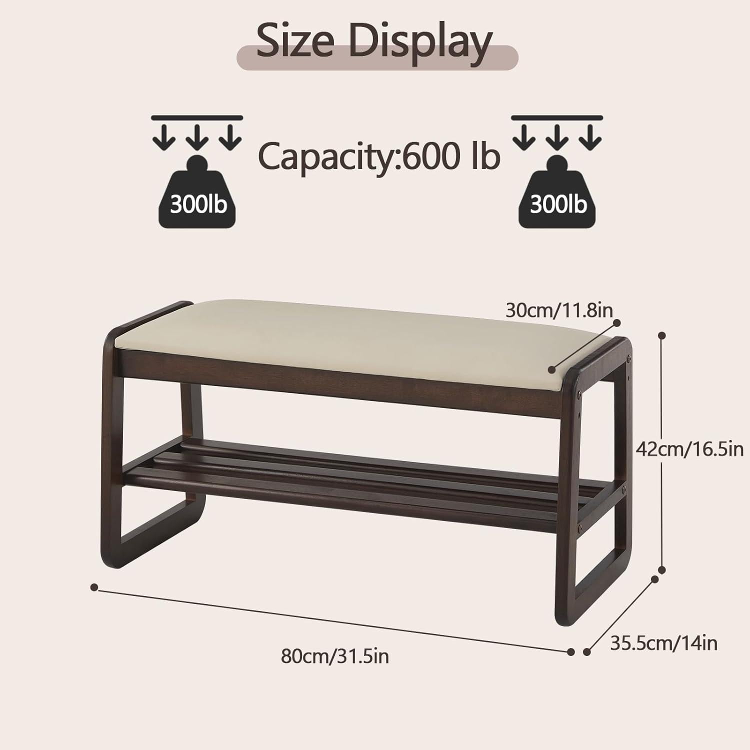 Banco para Zapatos Achicsofar con Cojín 80 cm Beige