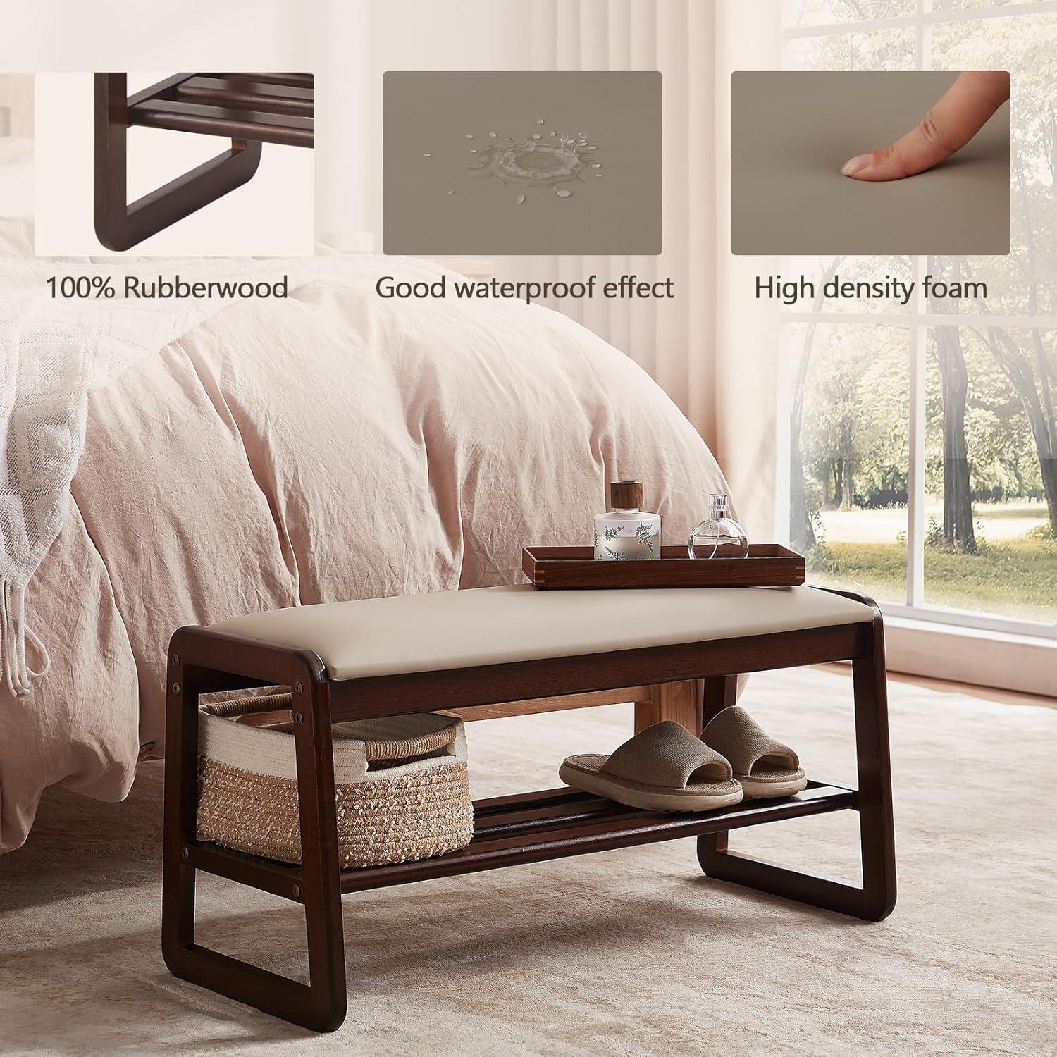 Banco para Zapatos Achicsofar con Cojín 80 cm Beige