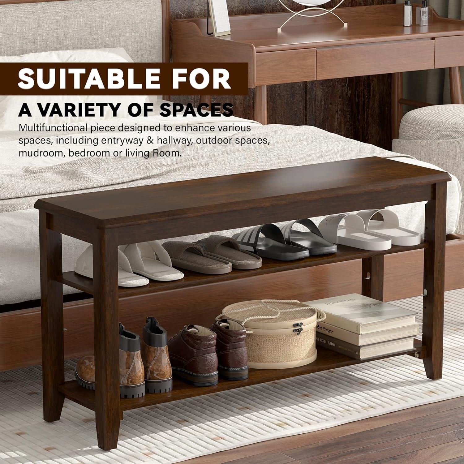 Banco de Almacenamiento para Zapatos Taitiy 80 cm Madera Caucho