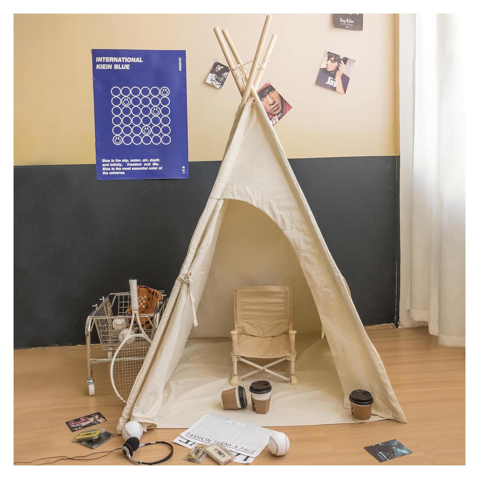 Tienda Teepee para Niños Yunhe - Lona Algodón Natural 107x107cm