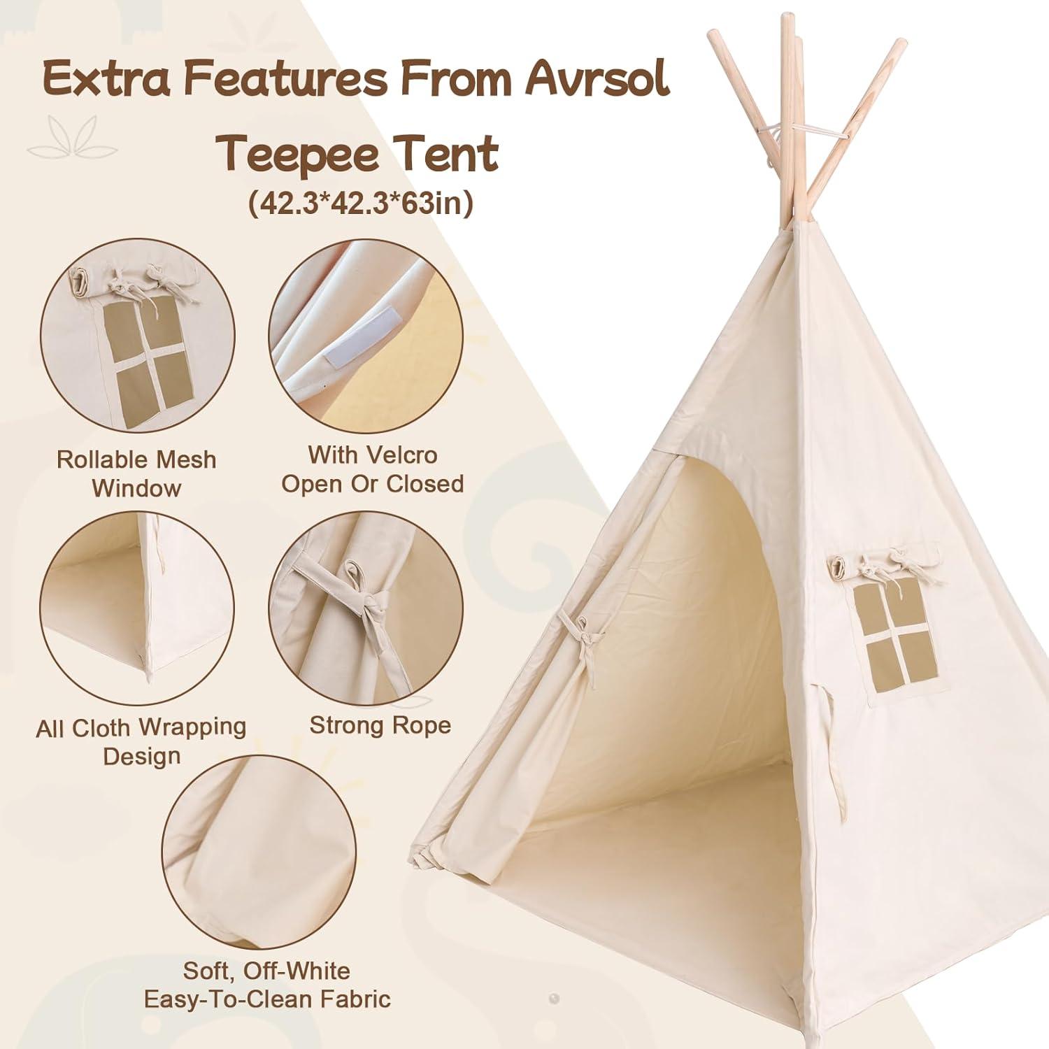 Tienda Teepee para Niños Yunhe - Lona Algodón Natural 107x107cm