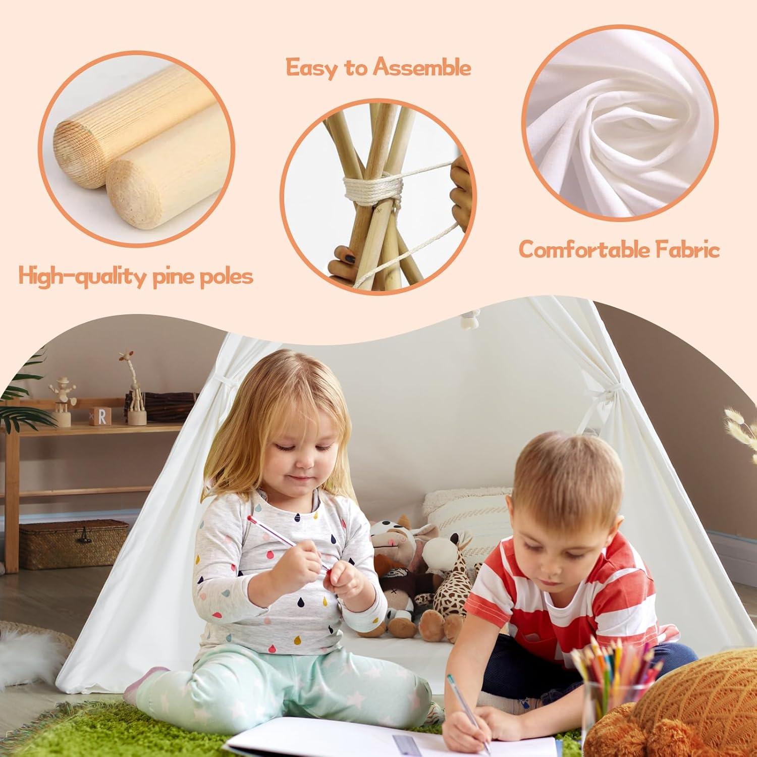 Tienda de Teepee para Niños Wilwolfer 120x120x156 cm