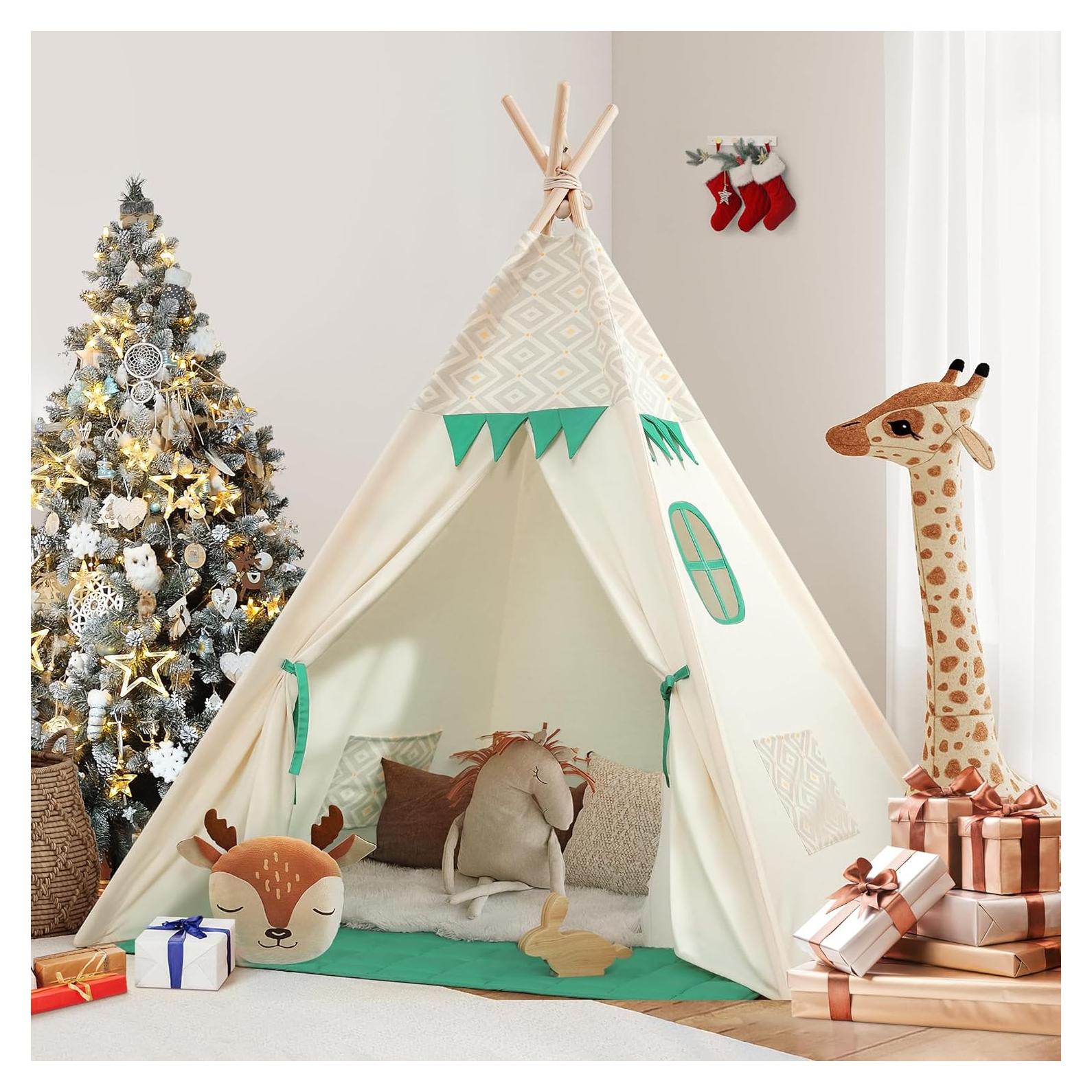 Tienda Teepee para Niños Besrey con Alfombra y Luces