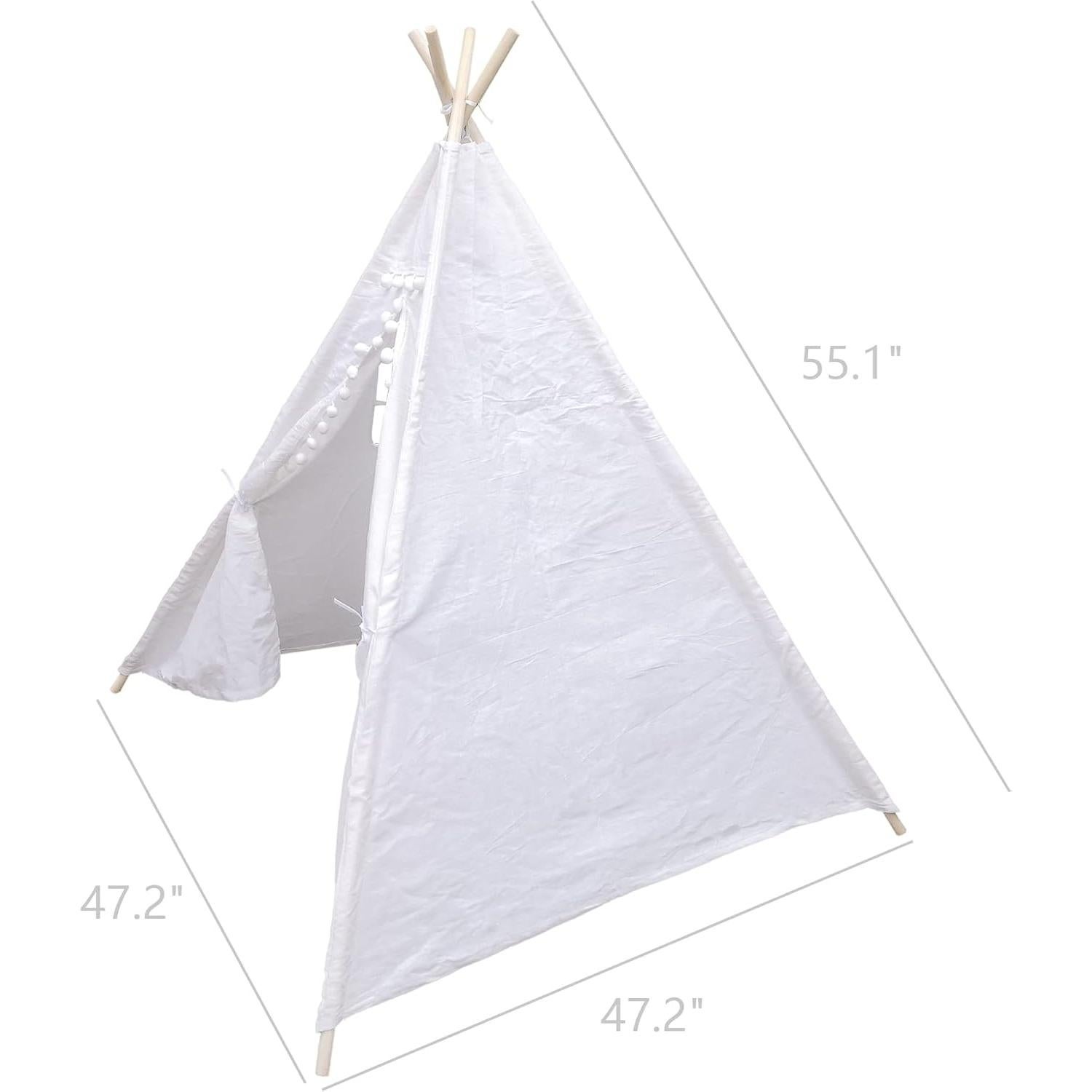 Tienda Teepee para Niños FixtureDisplays Algodón Blanco 160 cm