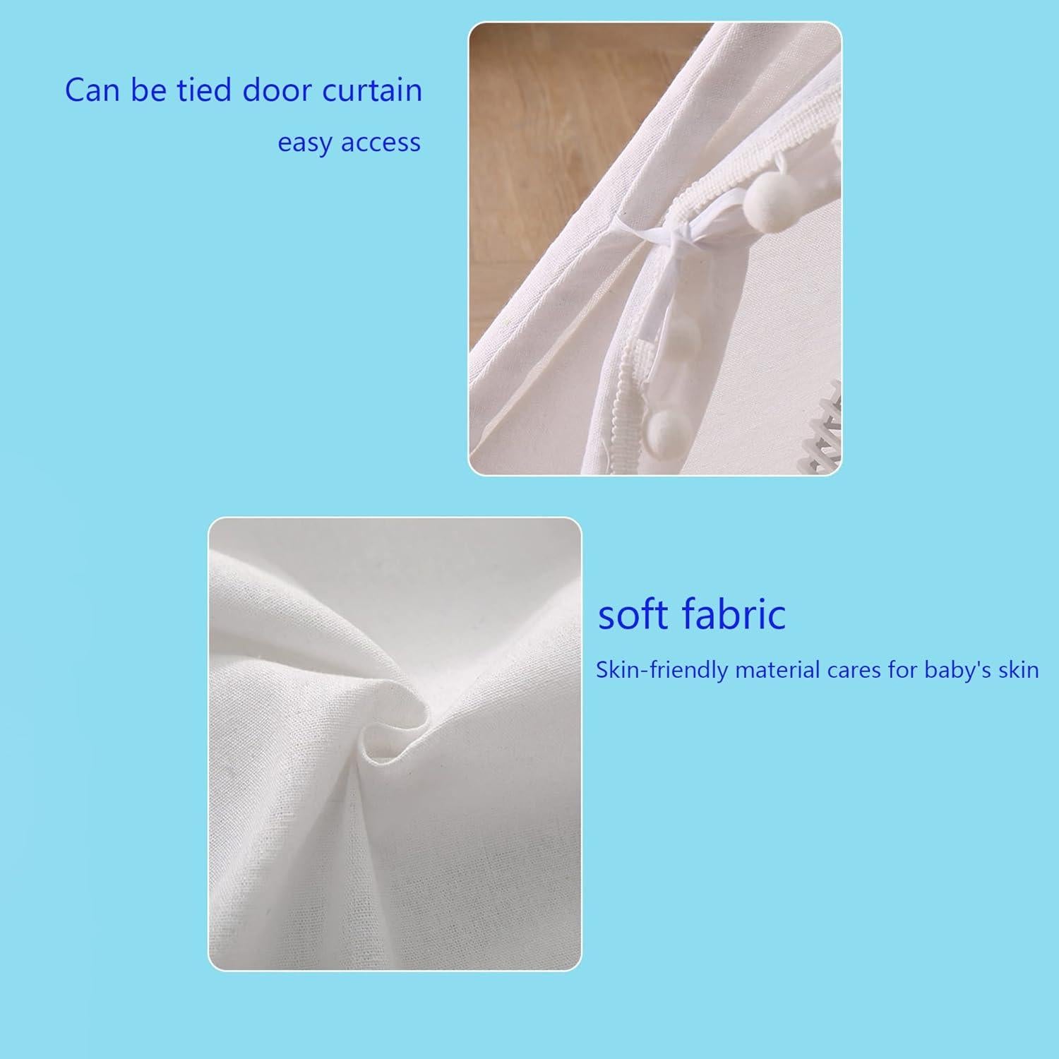 Tienda Teepee para Niños FixtureDisplays Algodón Blanco 160 cm