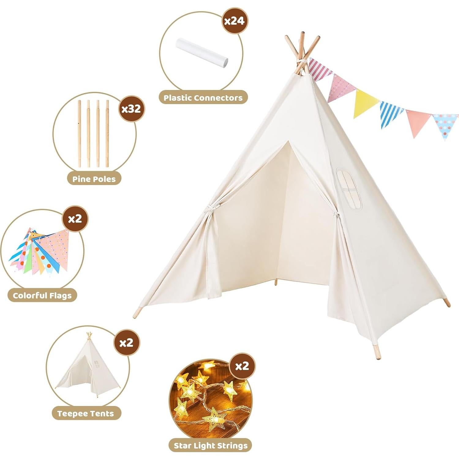 Tienda Teepee Sumbababy 2 Paquete Lona Natural 120x150cm