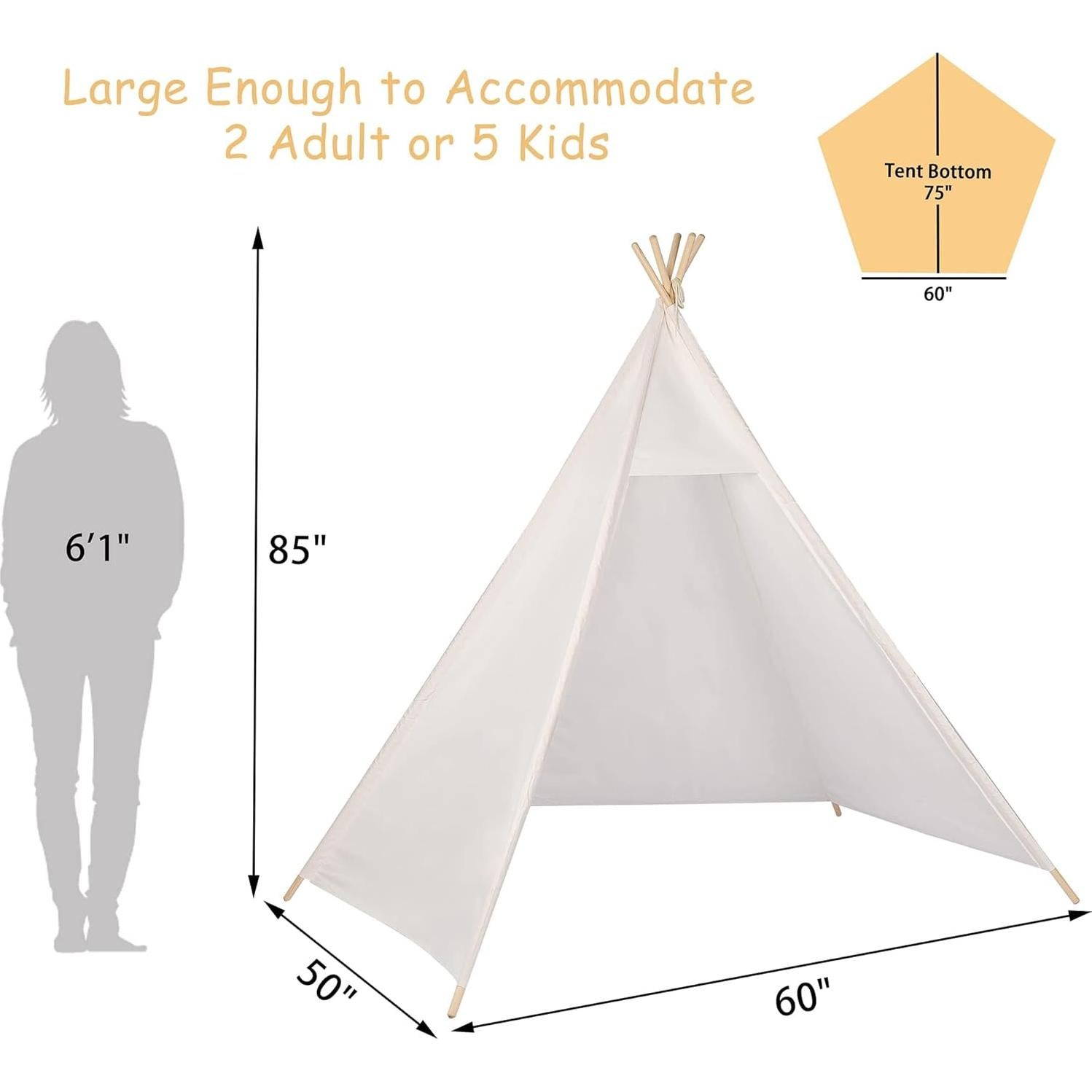 Tienda Teepee Grande 2.13 m Betterhood para Adultos y Niños