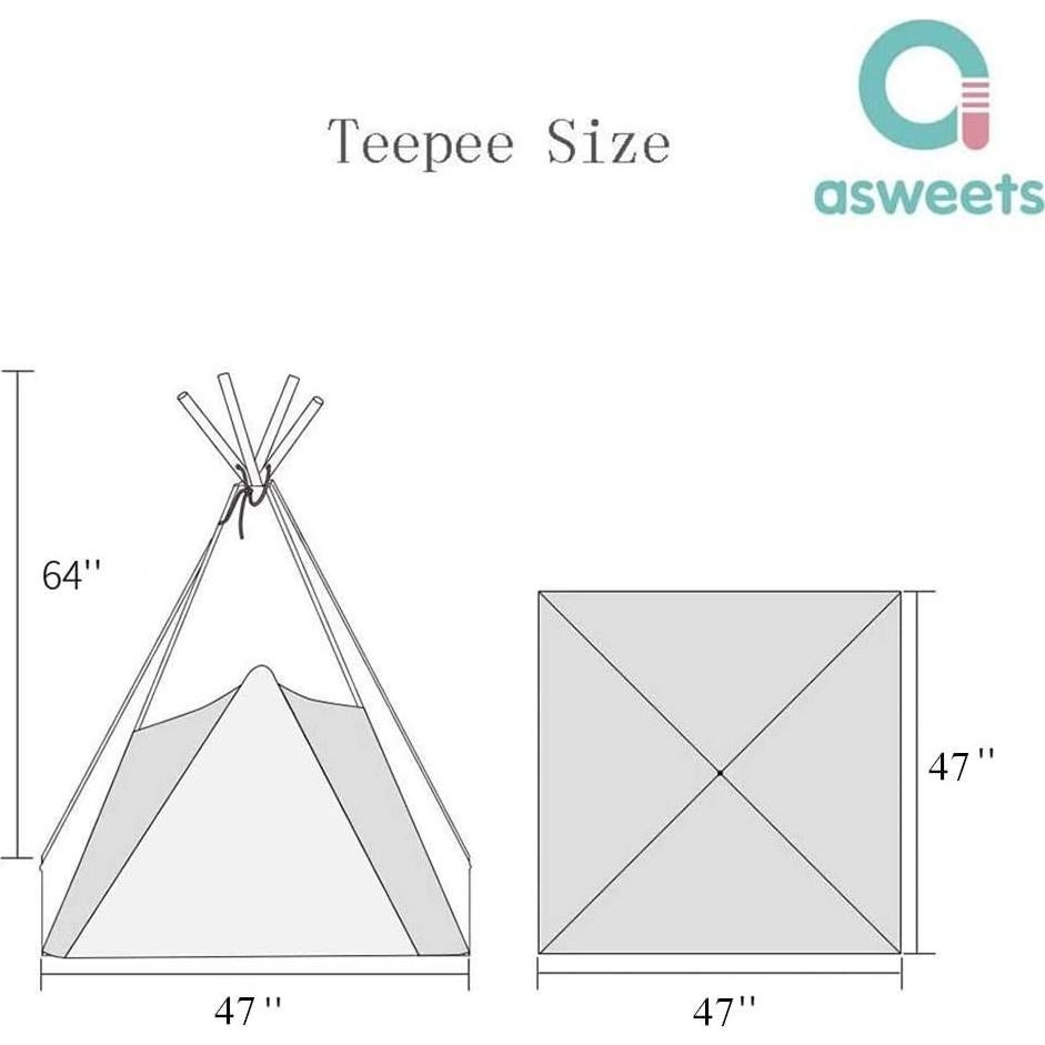 Tienda Teepee para Niños Asweets - Algodón Interior y Exterior