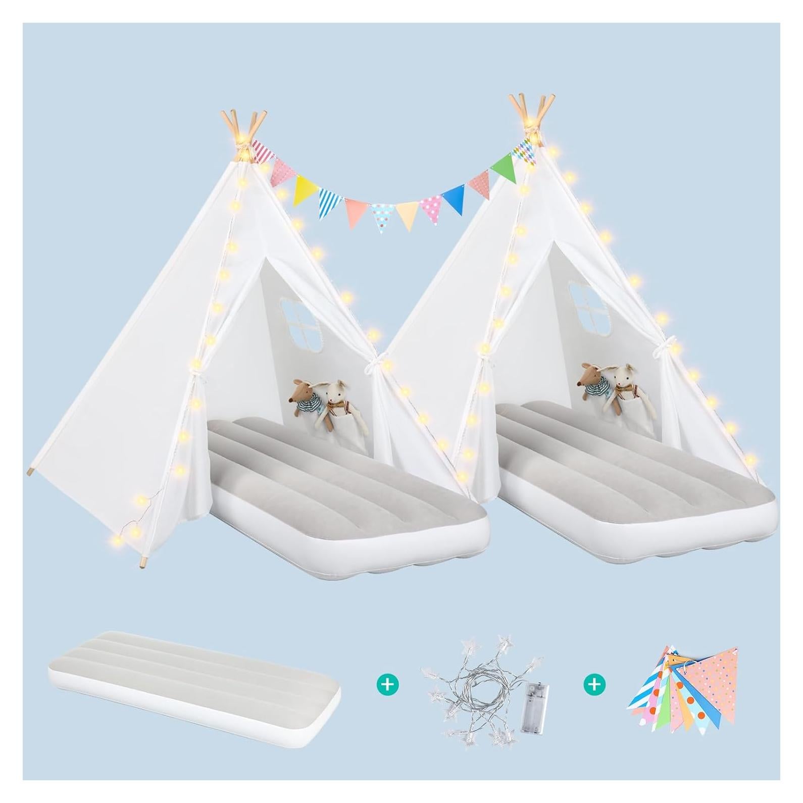 Tienda de Juego Tipi Wilwolfer Blanca con Cama Inflable 3.11 kg