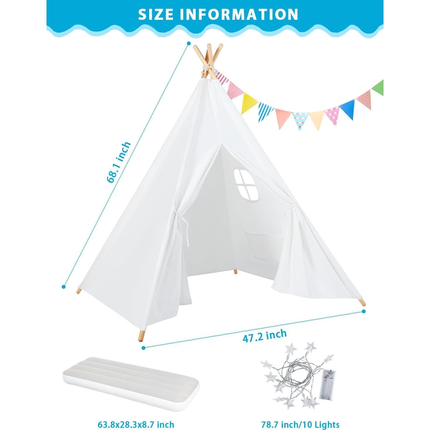 Tienda de Juego Tipi Wilwolfer Blanca con Cama Inflable 3.11 kg