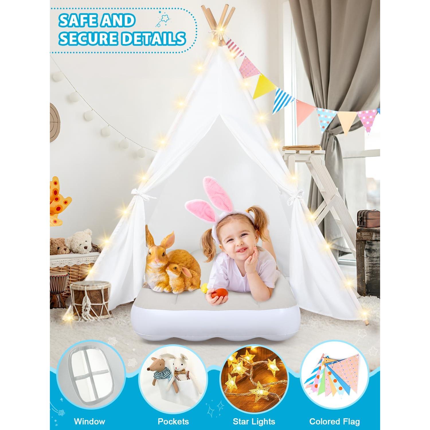 Tienda de Juego Tipi Wilwolfer Blanca con Cama Inflable 3.11 kg
