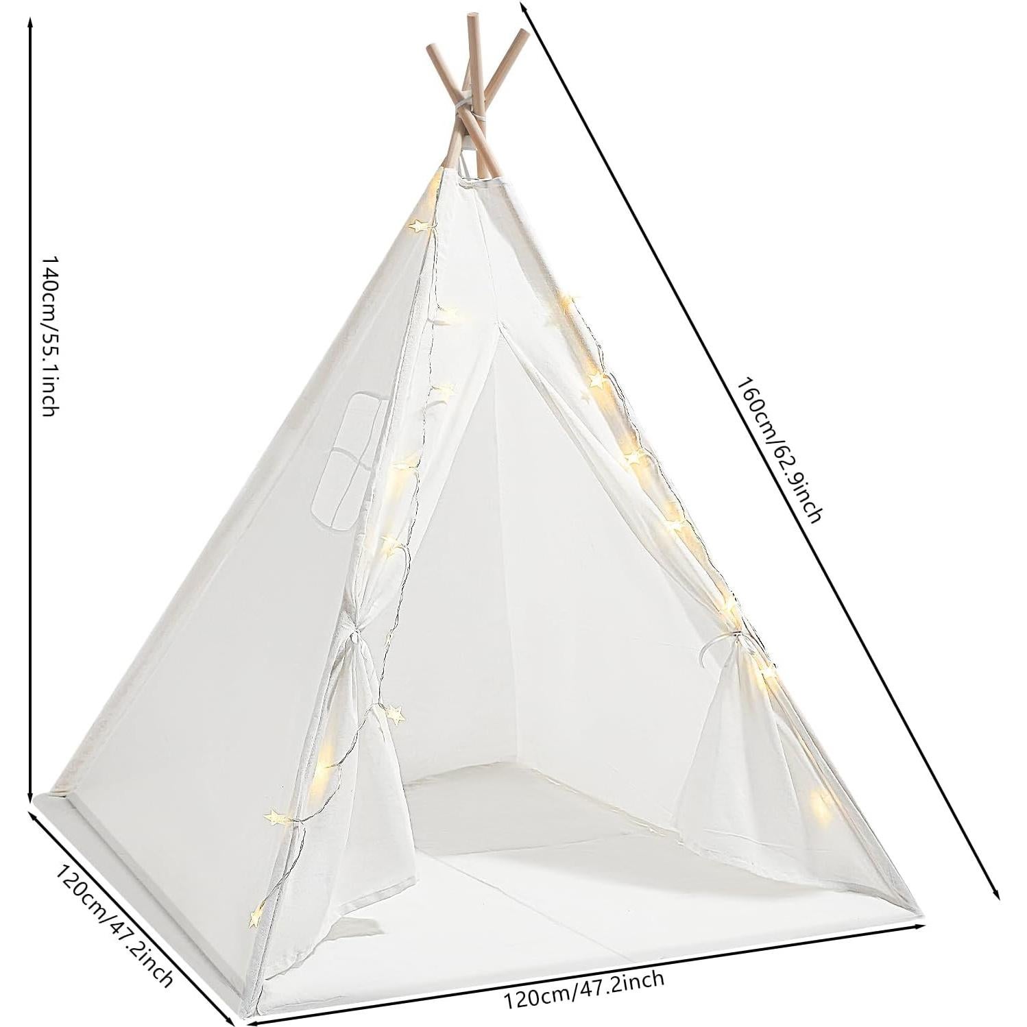 Tienda Teepee para Niños ZeStarDair con Luz y Alfombra 120x140cm