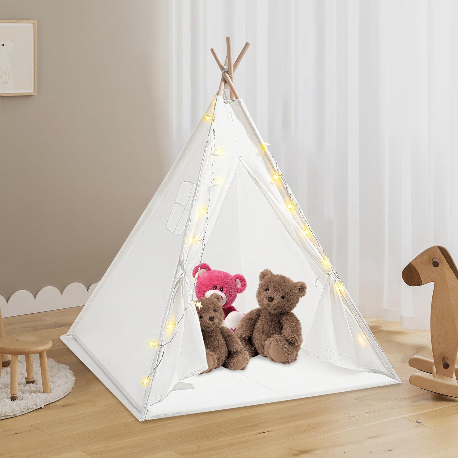 Tienda Teepee para Niños ZeStarDair con Luz y Alfombra 120x140cm