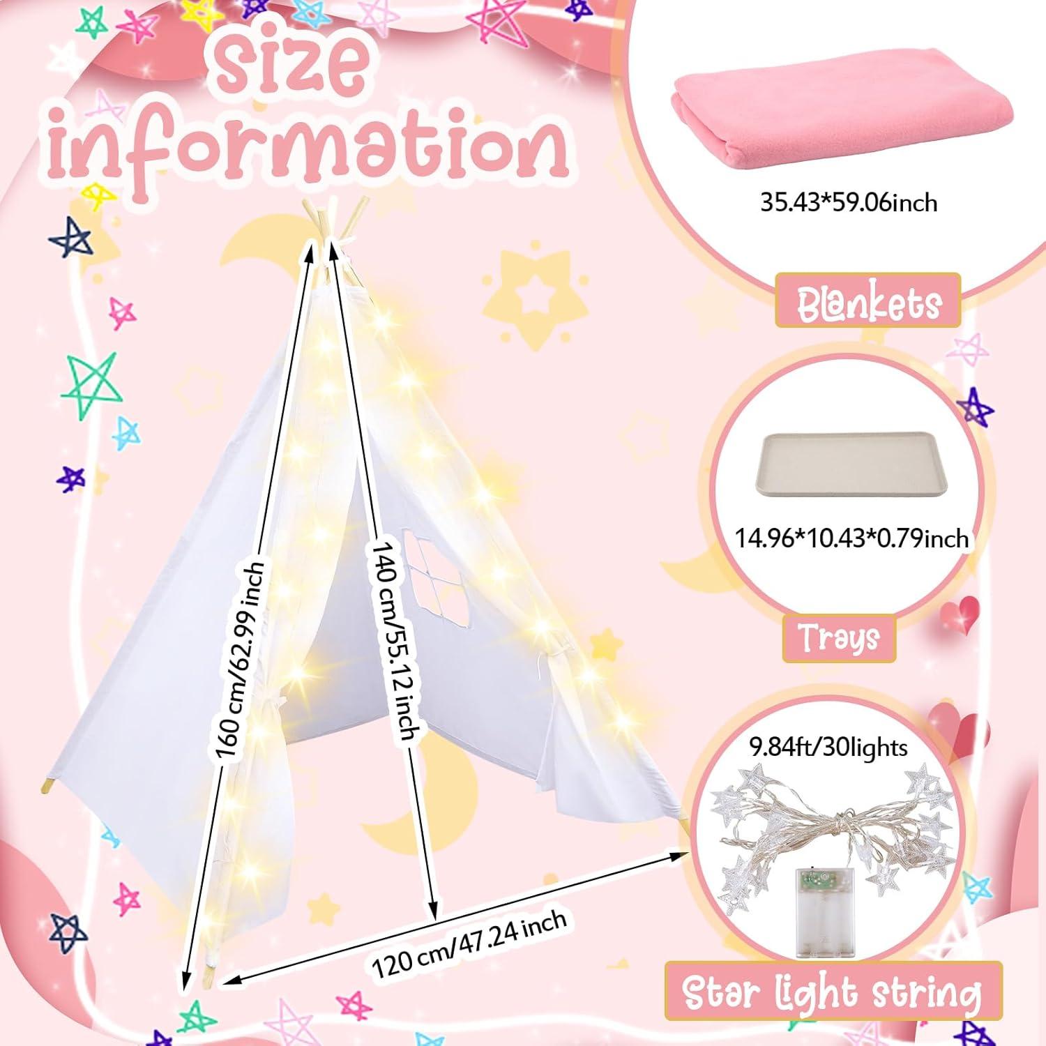 Tienda Teepee Windyun para Niños - 4 Piezas, Algodón Lavable