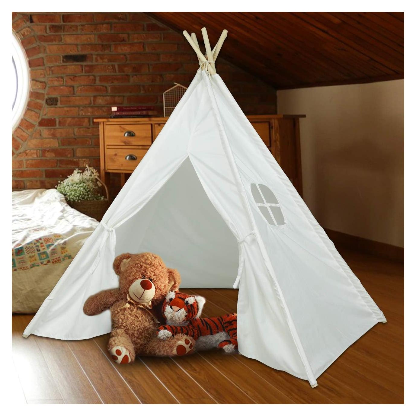 Tienda de Juego Teepee Ogrmar Plegable Lona Blanca 120x120 cm