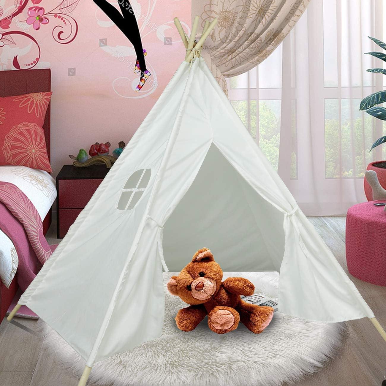 Tienda de Juego Teepee Ogrmar Plegable Lona Blanca 120x120 cm