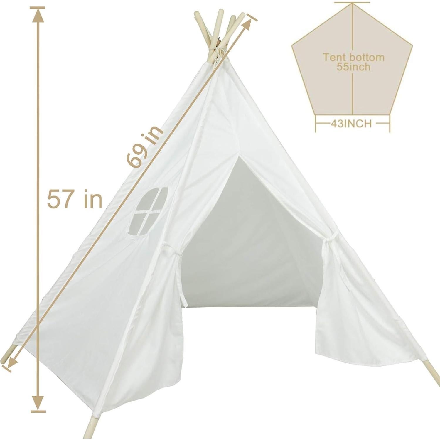 Tienda de Juego Teepee Ogrmar Plegable Lona Blanca 120x120 cm