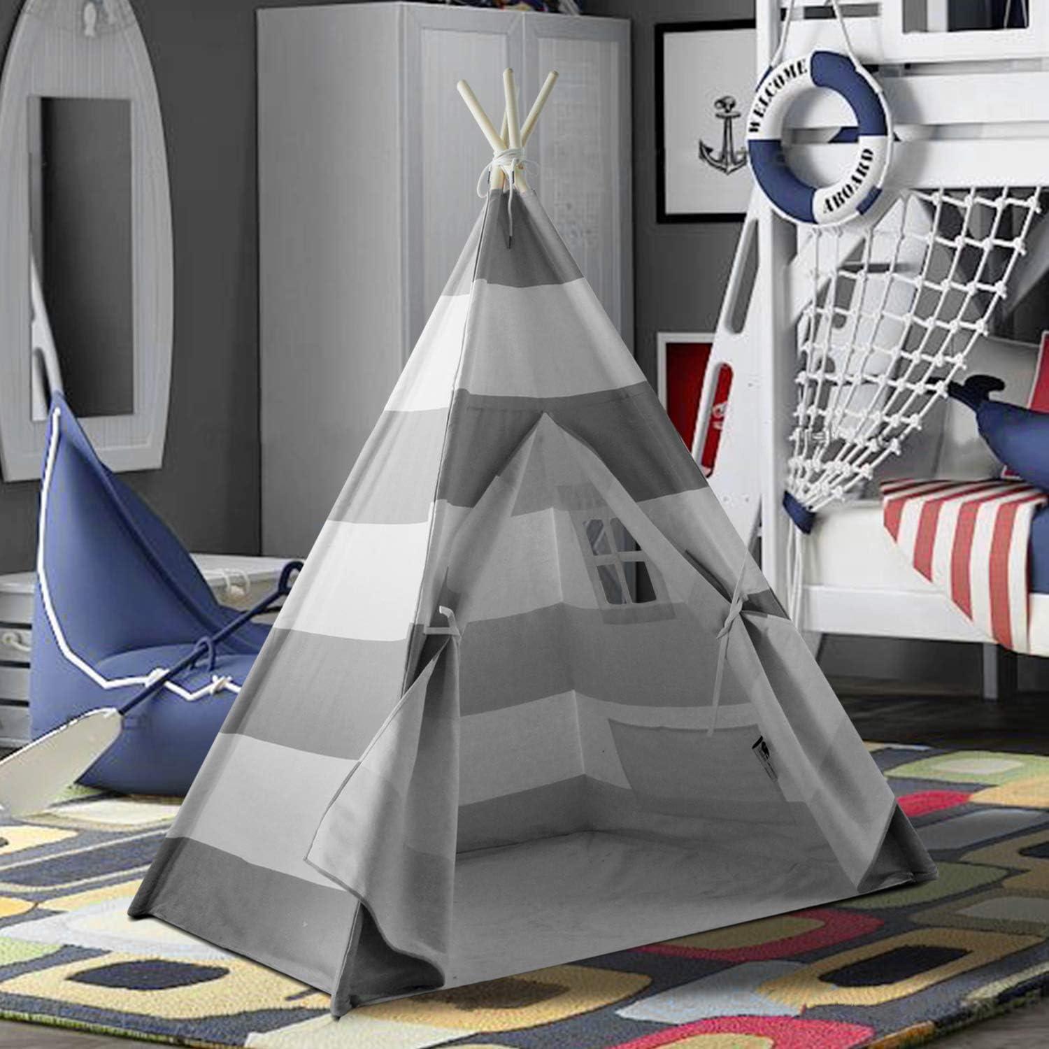 Tienda Tipi para Niños Tanen Tech Rayas Grises 120x120 cm