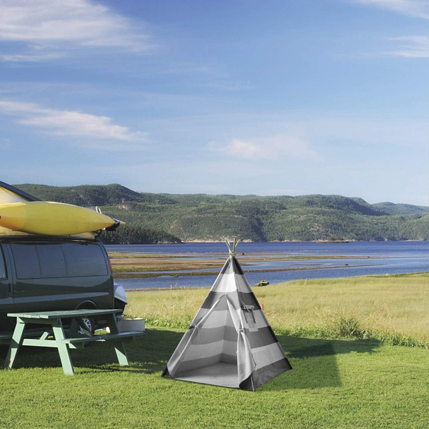 Tienda Tipi para Niños Tanen Tech Rayas Grises 120x120 cm