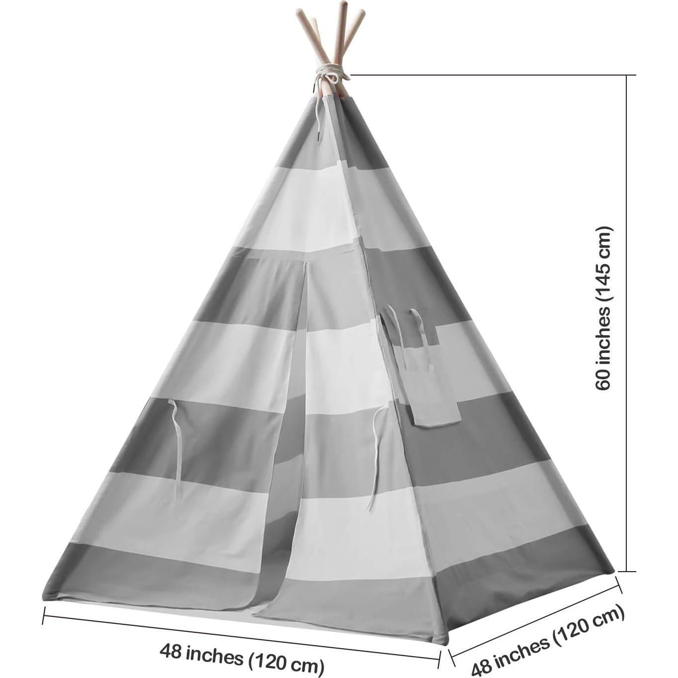 Tienda Tipi para Niños Tanen Tech Rayas Grises 120x120 cm