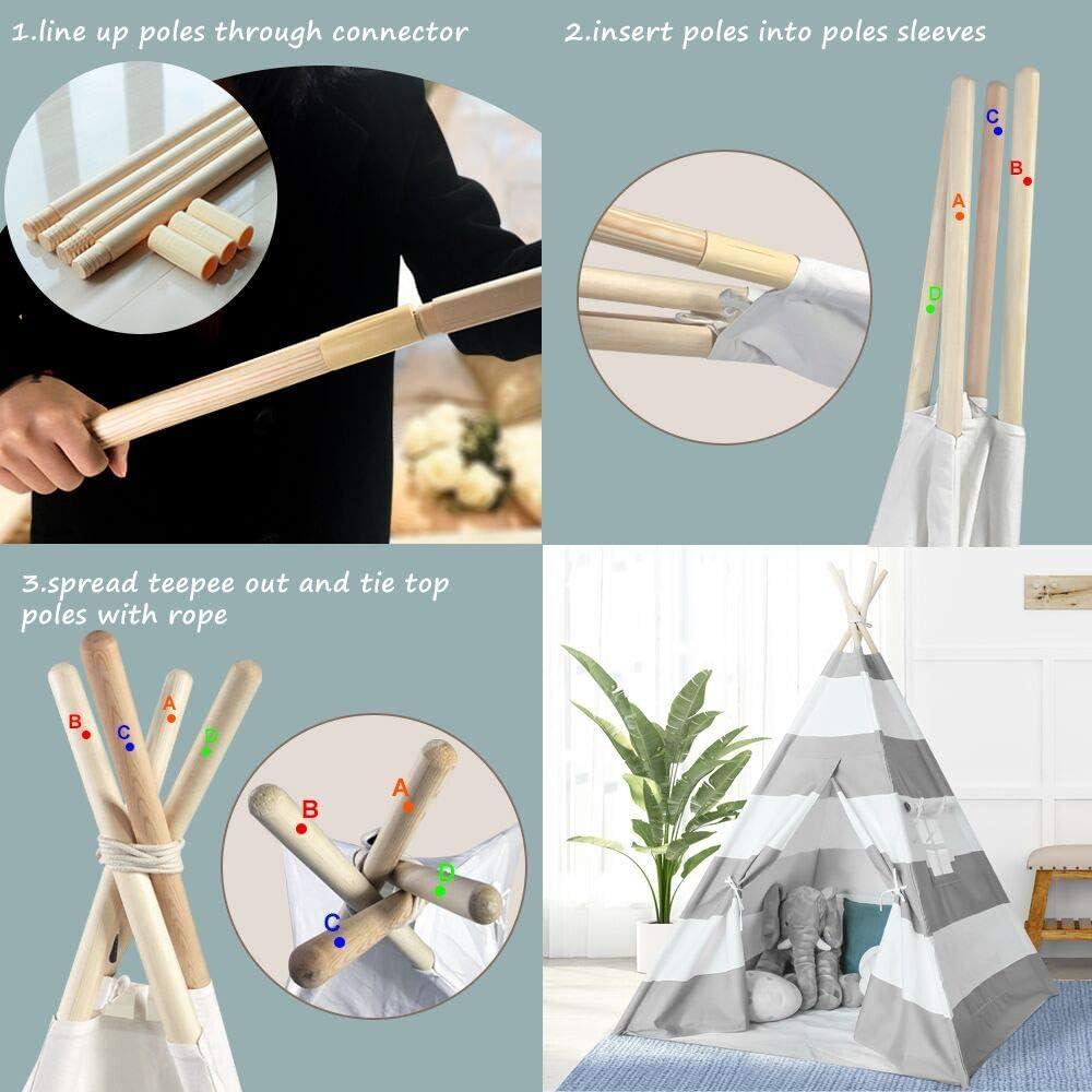 Tienda Tipi para Niños Tanen Tech Rayas Grises 120x120 cm