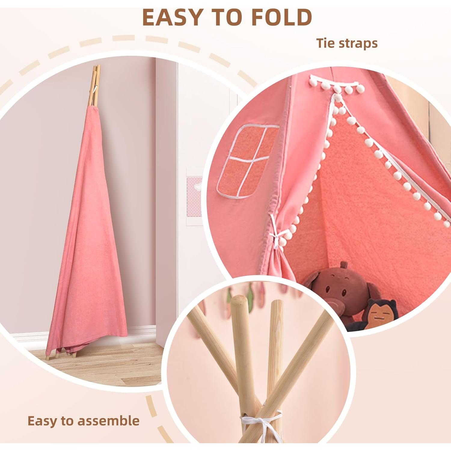 6 Tiendas Tipi Plegables Rosa Wholelovein para Niños