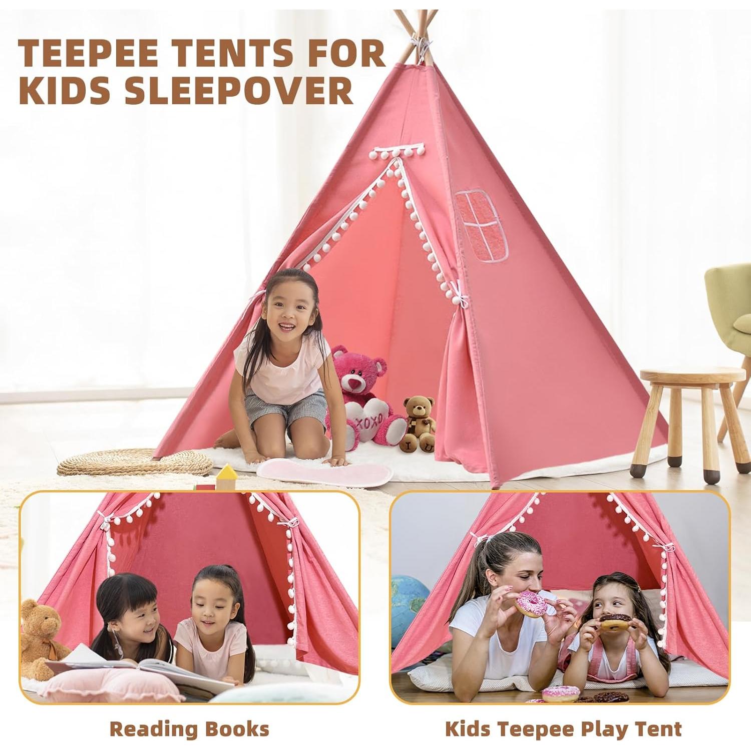 6 Tiendas Tipi Plegables Rosa Wholelovein para Niños