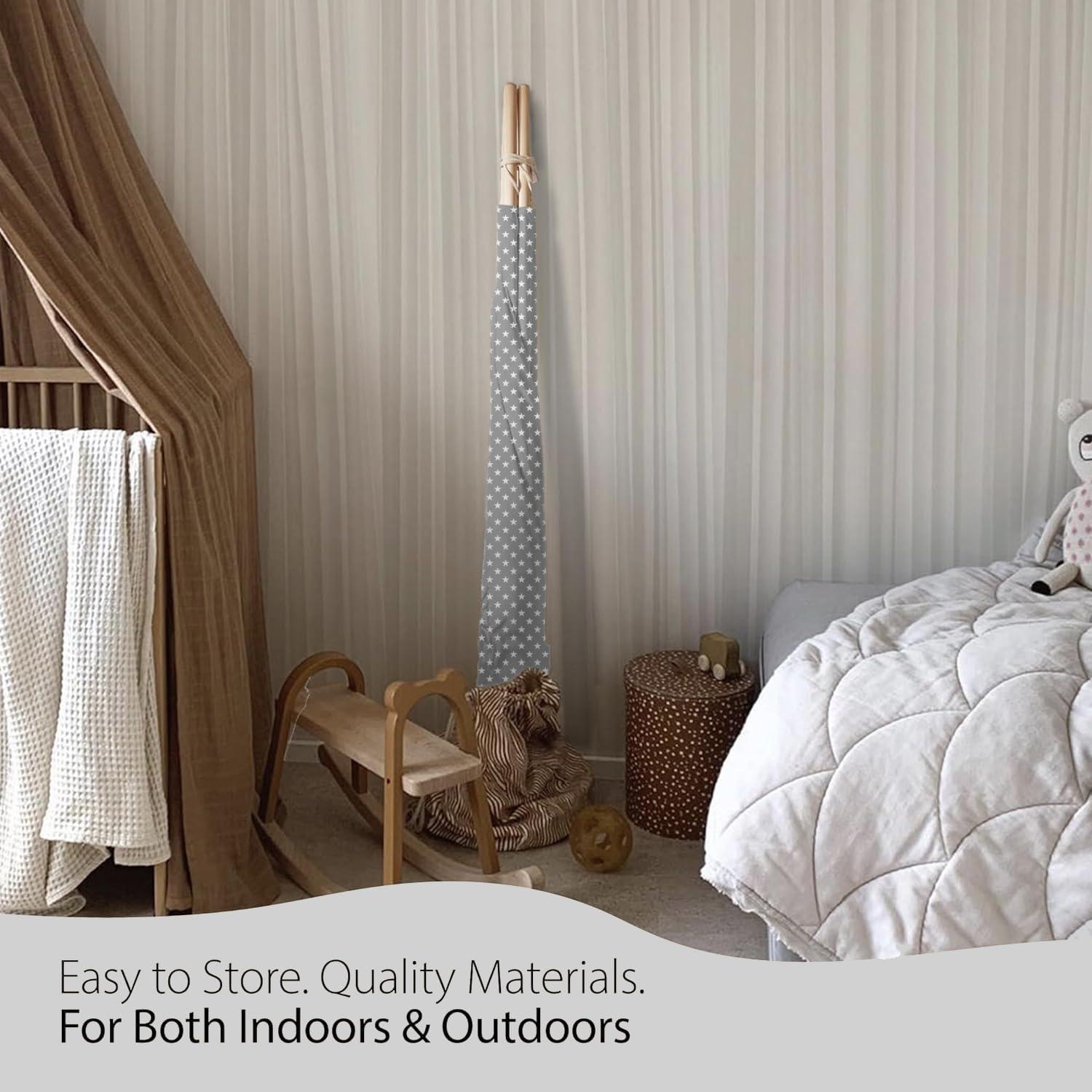 Tienda Teepee para Niños Atlasonix Gris con Luces Estrelladas