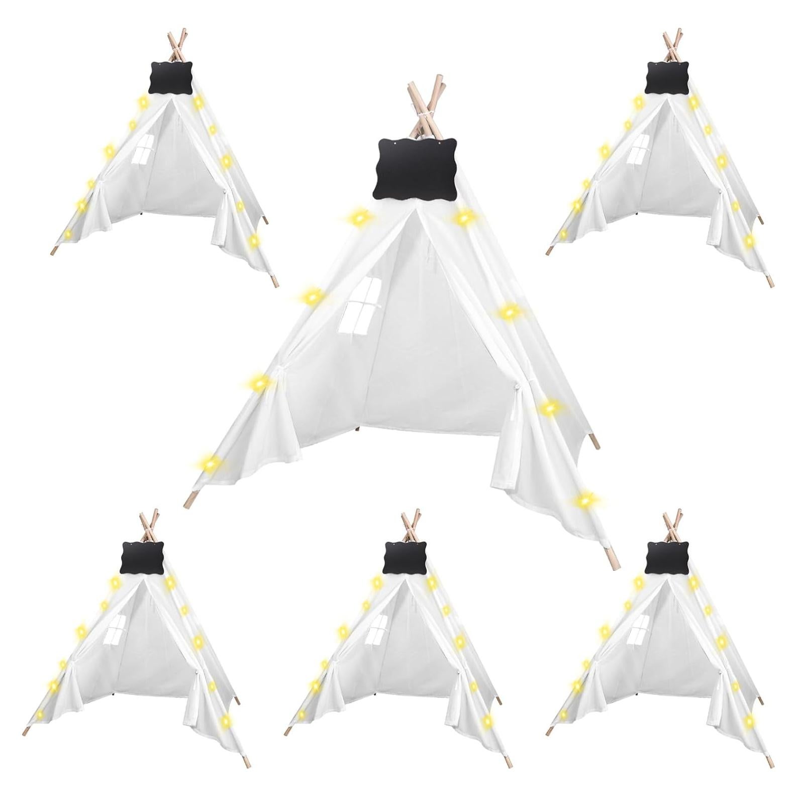 Juego de 6 Tiendas Teepee MBJZSL con Luces y Pizarras Blancas