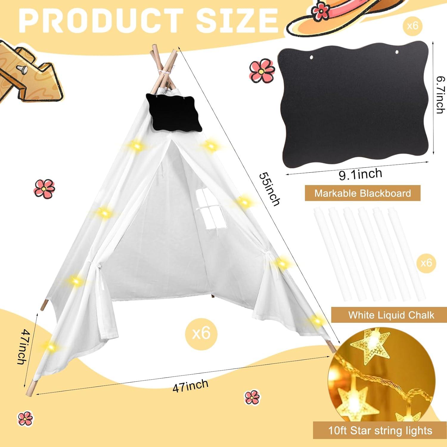 Juego de 6 Tiendas Teepee MBJZSL con Luces y Pizarras Blancas