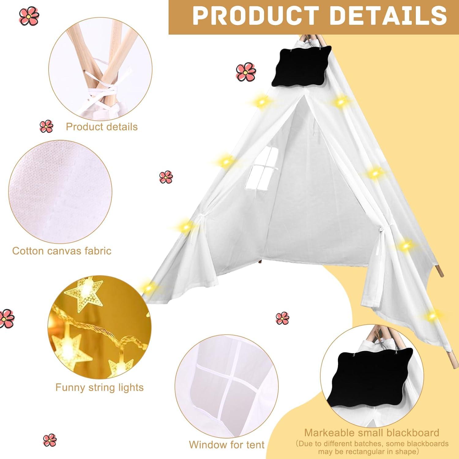 Juego de 6 Tiendas Teepee MBJZSL con Luces y Pizarras Blancas