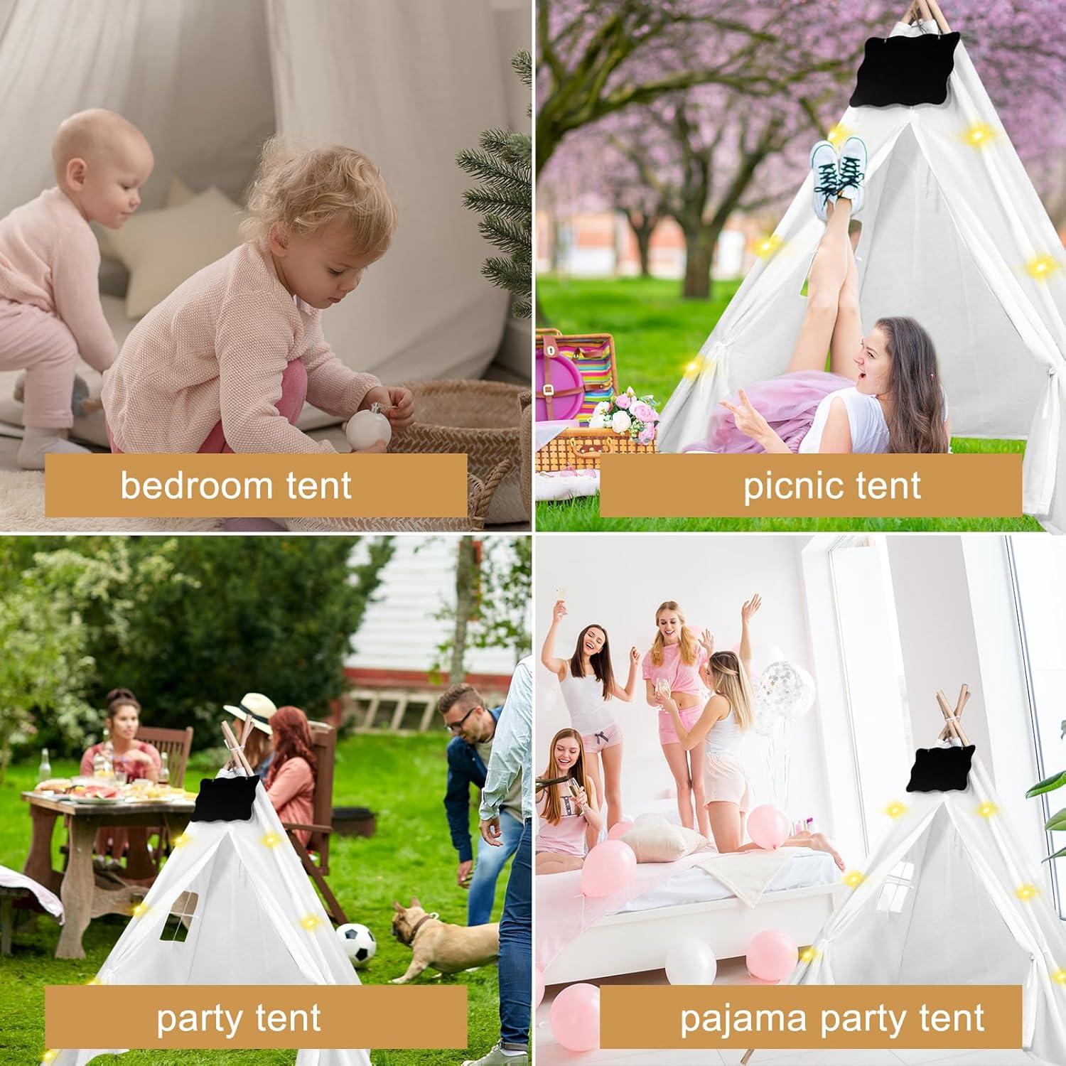 Juego de 6 Tiendas Teepee MBJZSL con Luces y Pizarras Blancas