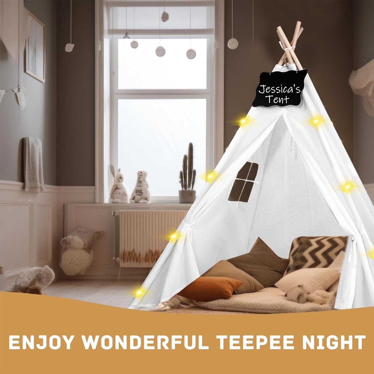 Juego de 6 Tiendas Teepee MBJZSL con Luces y Pizarras Blancas