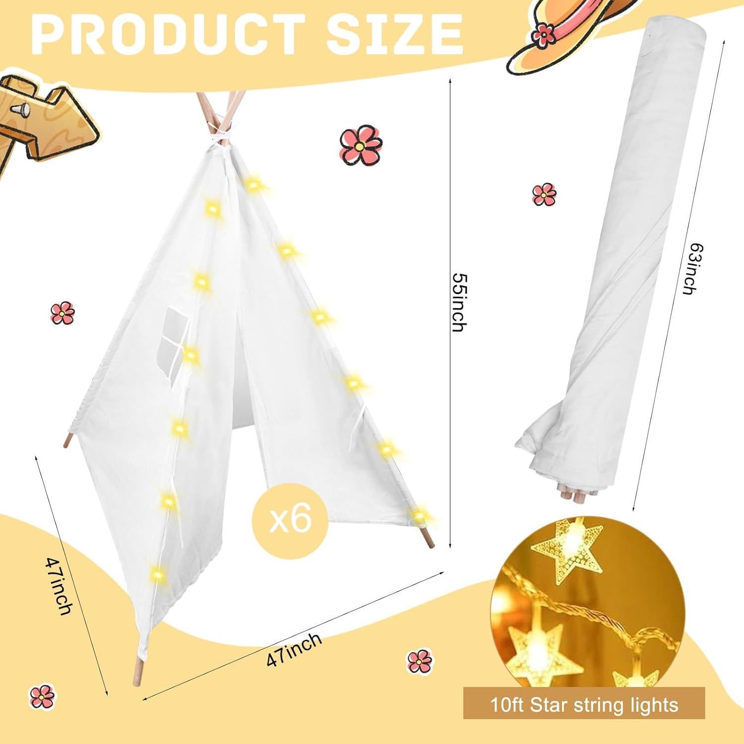 6 Tiendas Teepee para Niños con Luces 3m - MBJZSL
