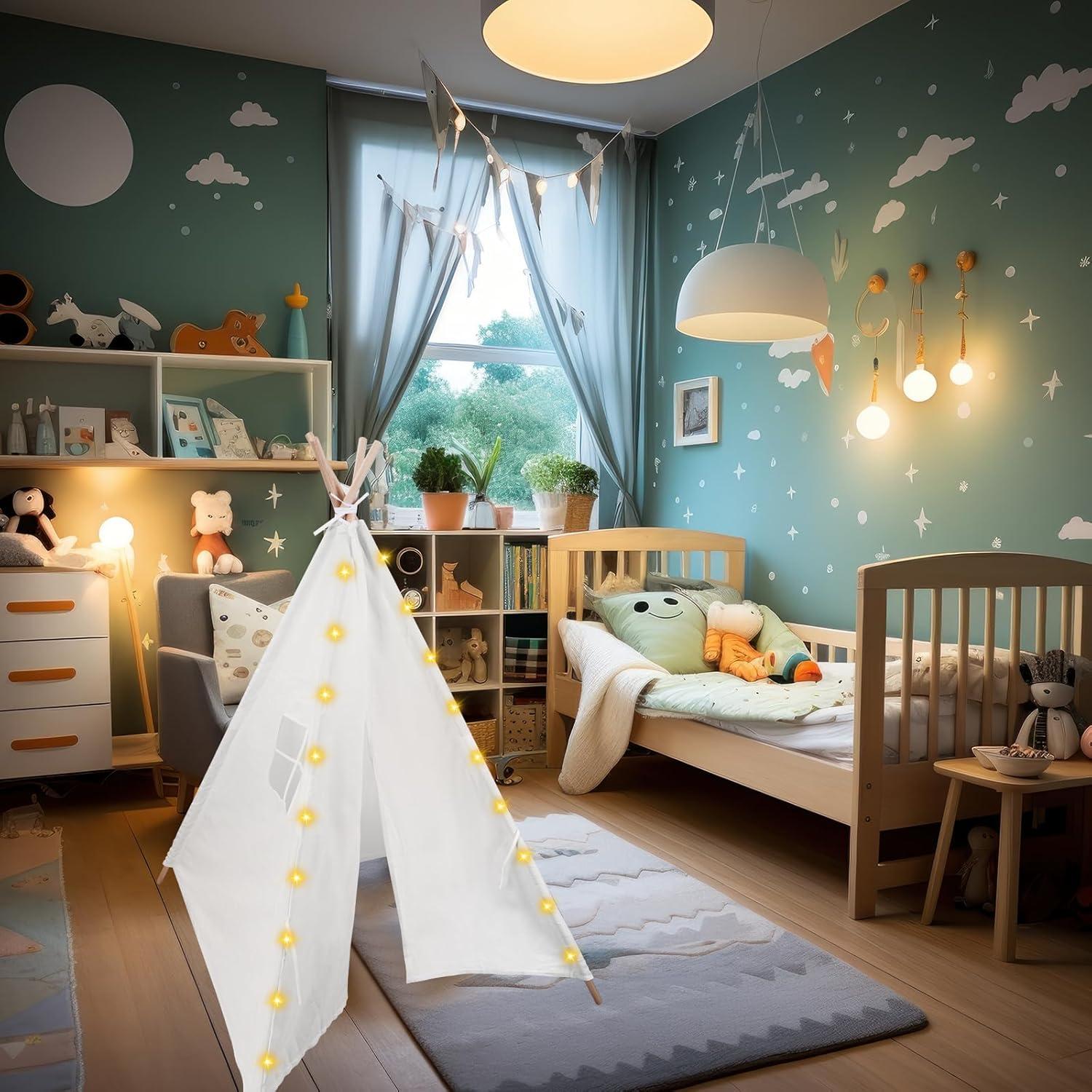 6 Tiendas Teepee para Niños con Luces 3m - MBJZSL