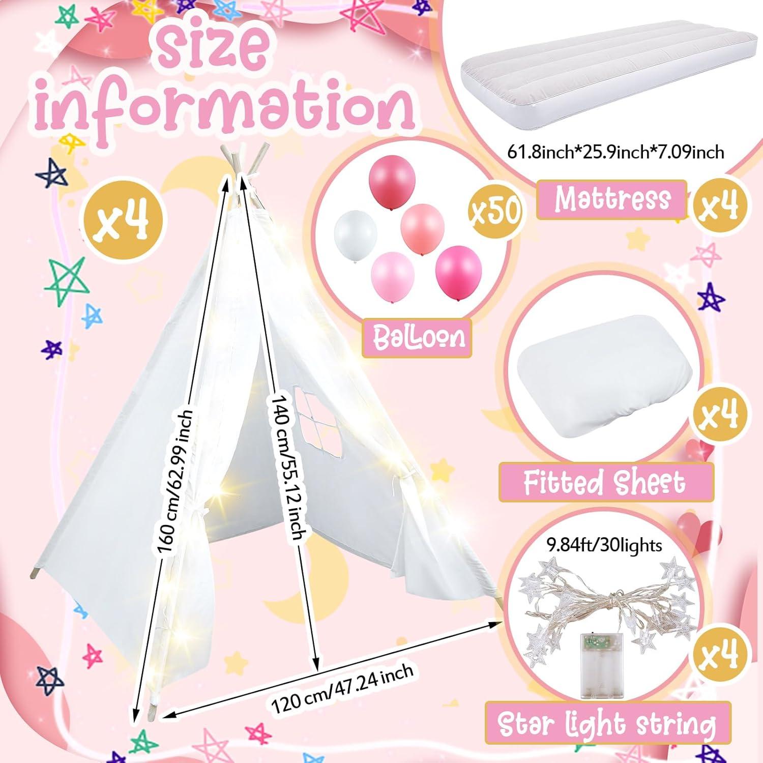 Conjunto de 4 Tiendas Teepee Lemosae con Colchones y Luces