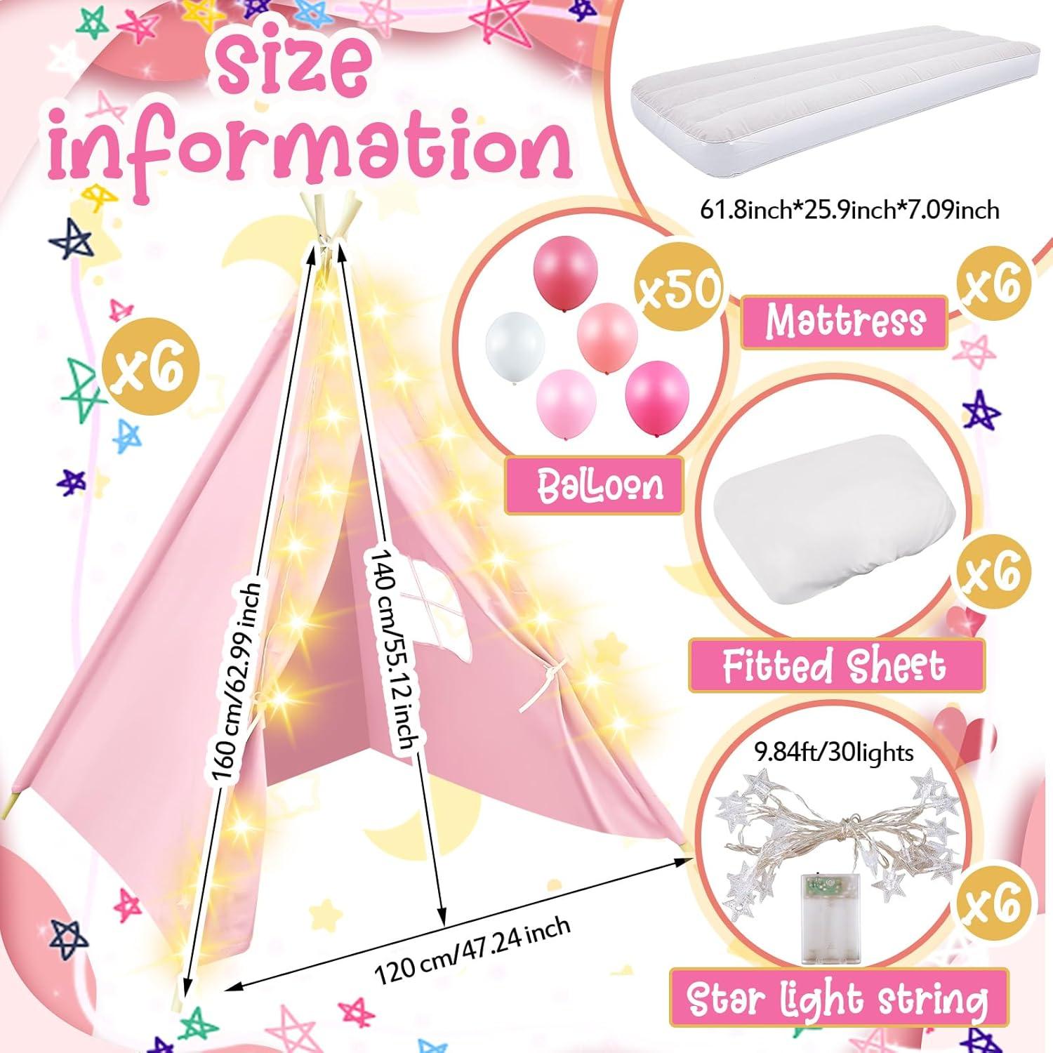 Paquete de 6 Tiendas Teepee Lemosae Rosa Claro con Colchón