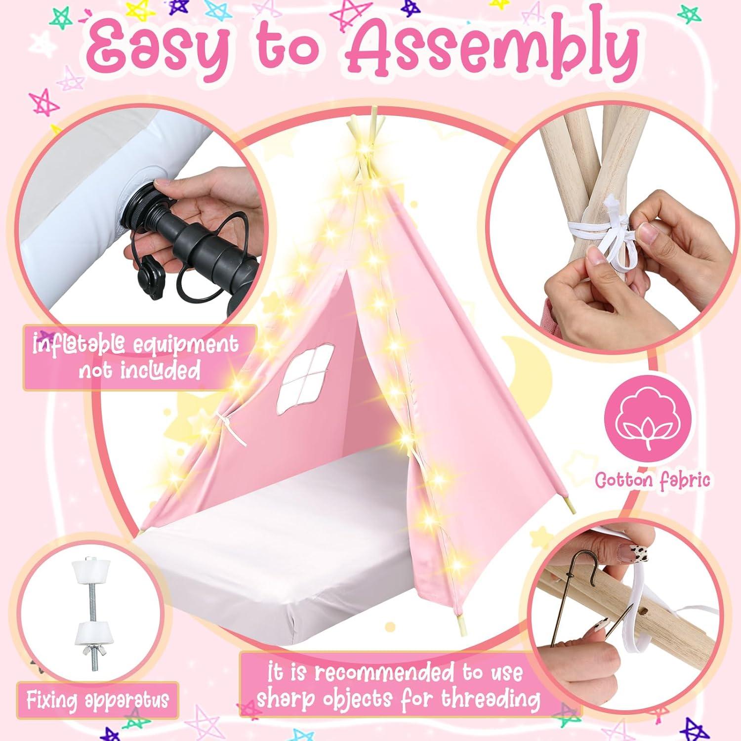 Paquete de 6 Tiendas Teepee Lemosae Rosa Claro con Colchón