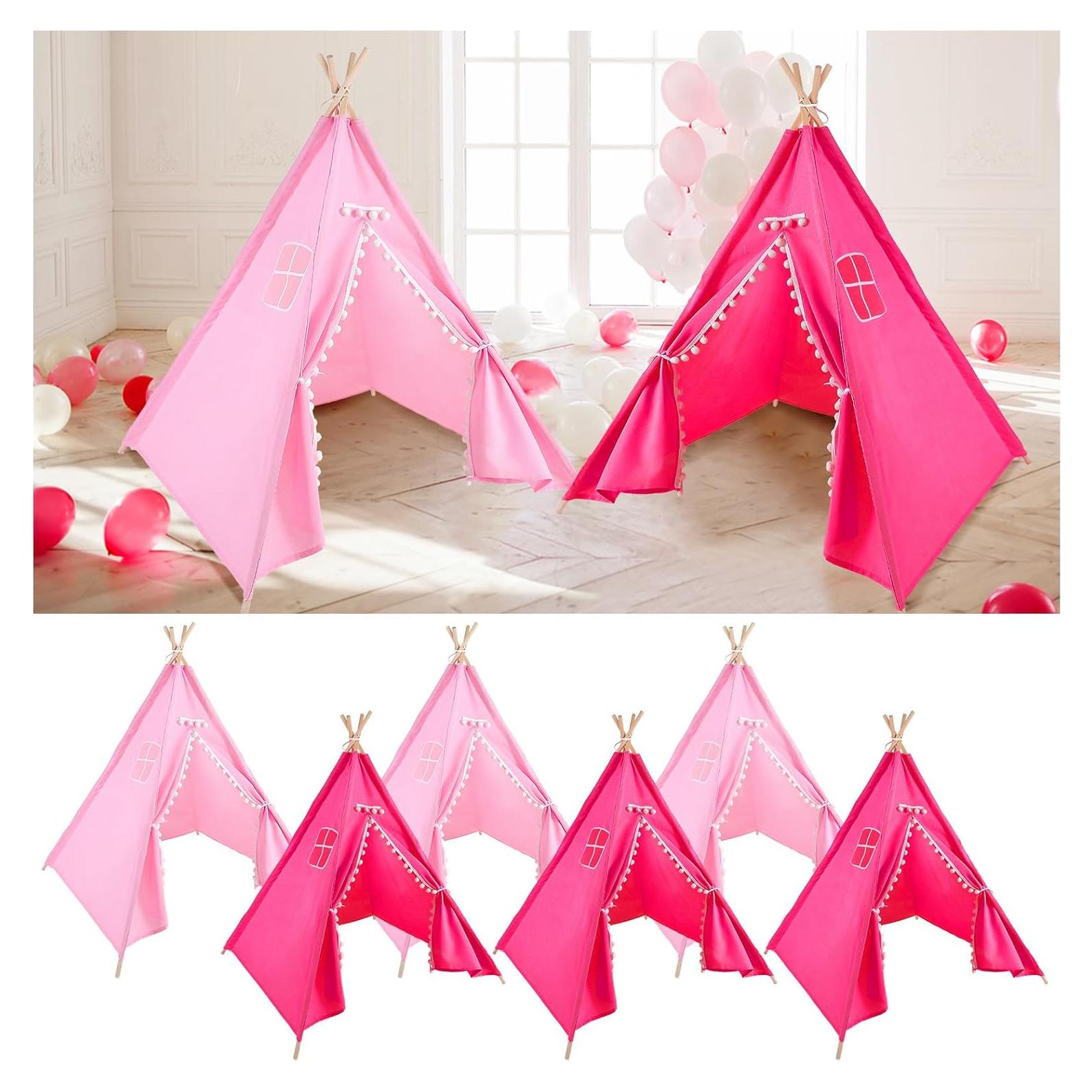 Tienda Teepee Plegable Windyun 160 cm Rosa Claro y Rojo