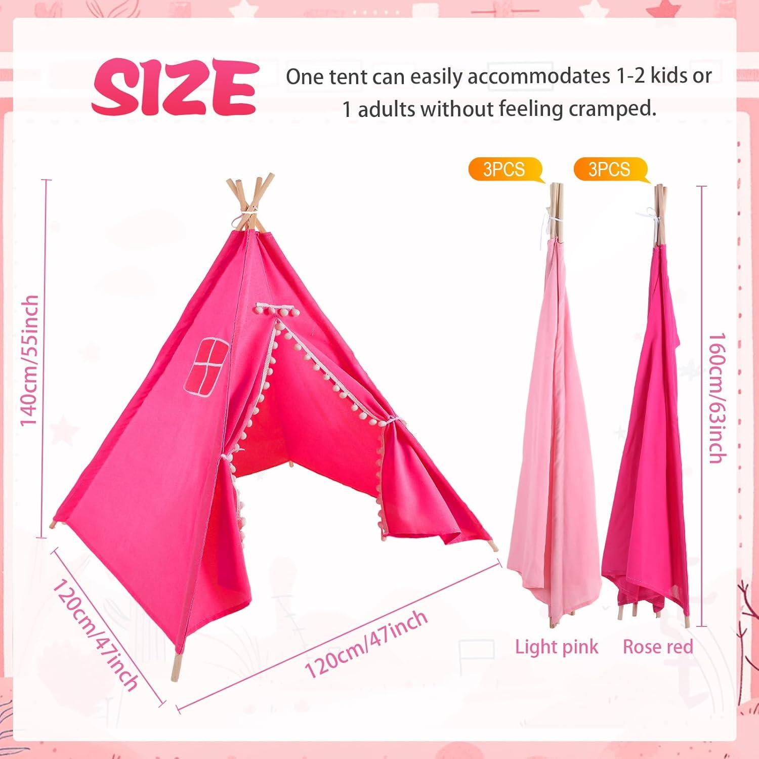 Tienda Teepee Plegable Windyun 160 cm Rosa Claro y Rojo