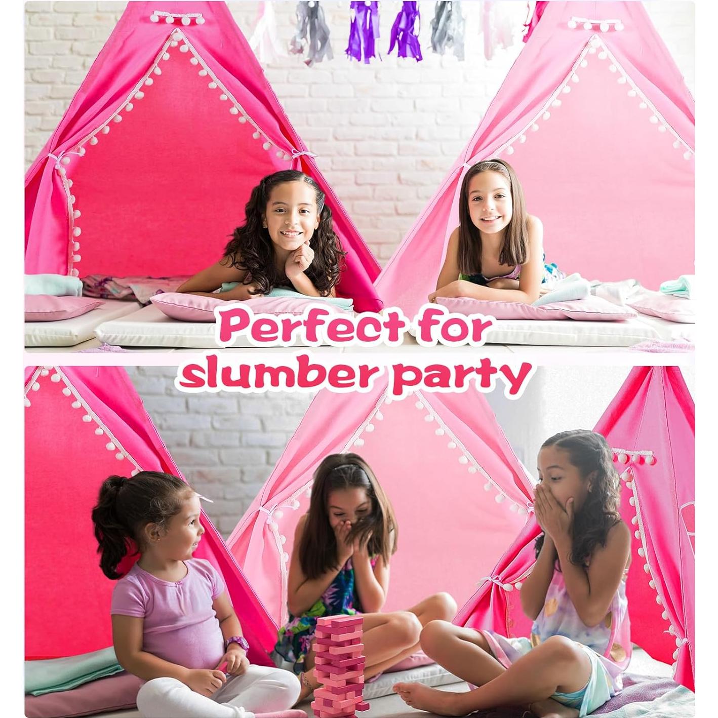 Tienda Teepee Plegable Windyun 160 cm Rosa Claro y Rojo
