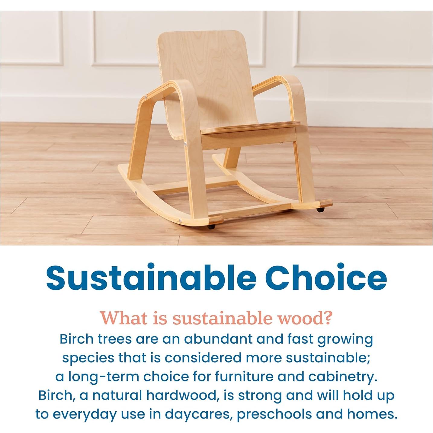 Silla Mecedora Infantil ECR4Kids de Madera Natural 67.95x43.18cm