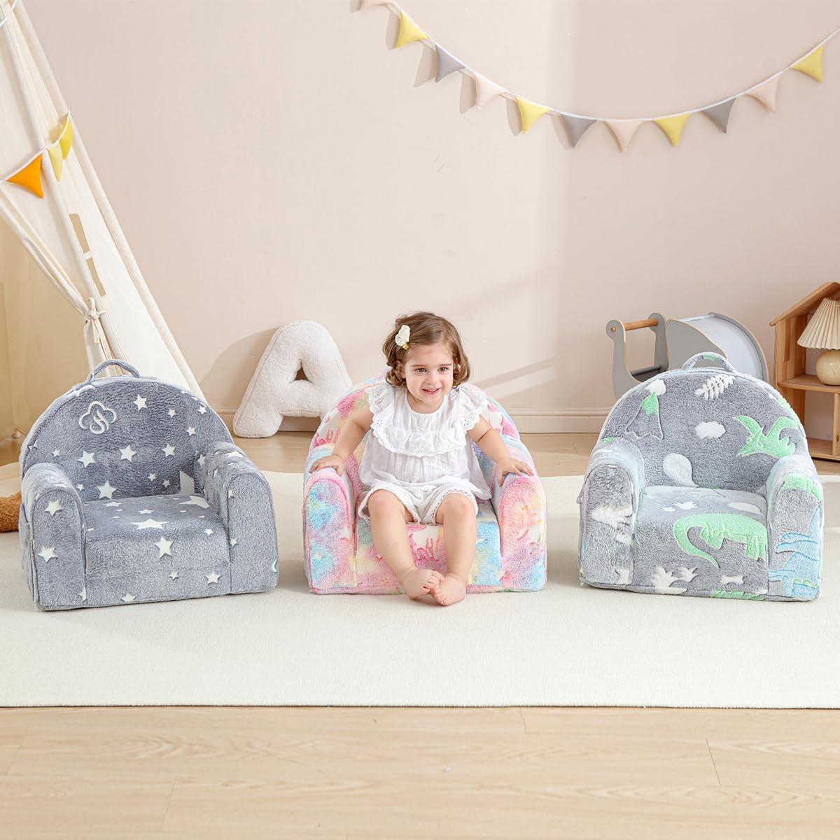 Silla Plegable para Niños Kisdsa Unicornio Rosa 2-en-1