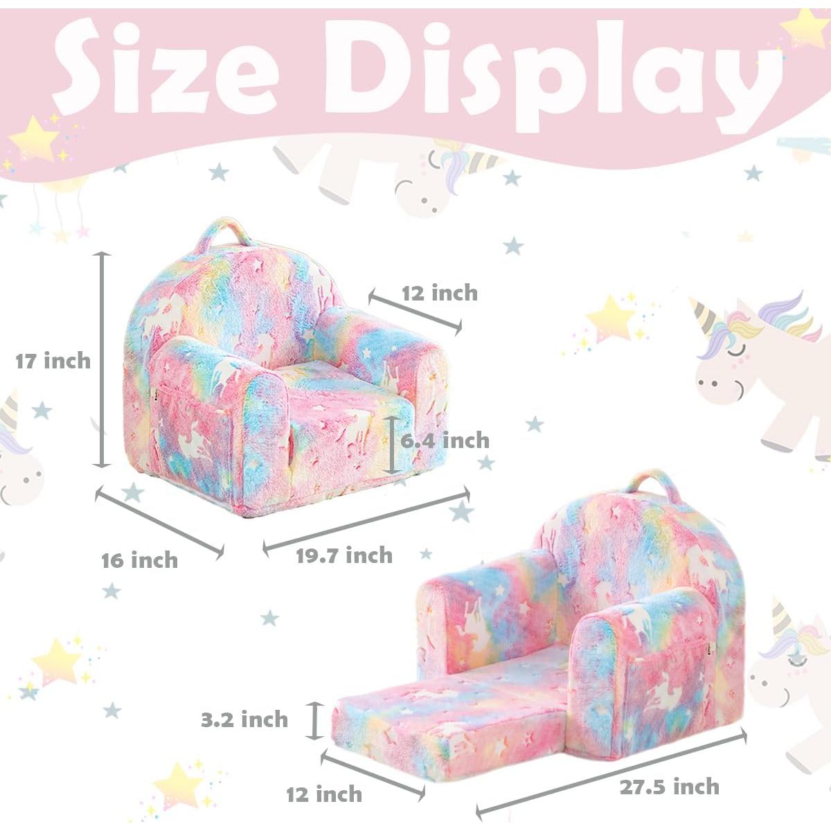 Silla Plegable para Niños Kisdsa Unicornio Rosa 2-en-1