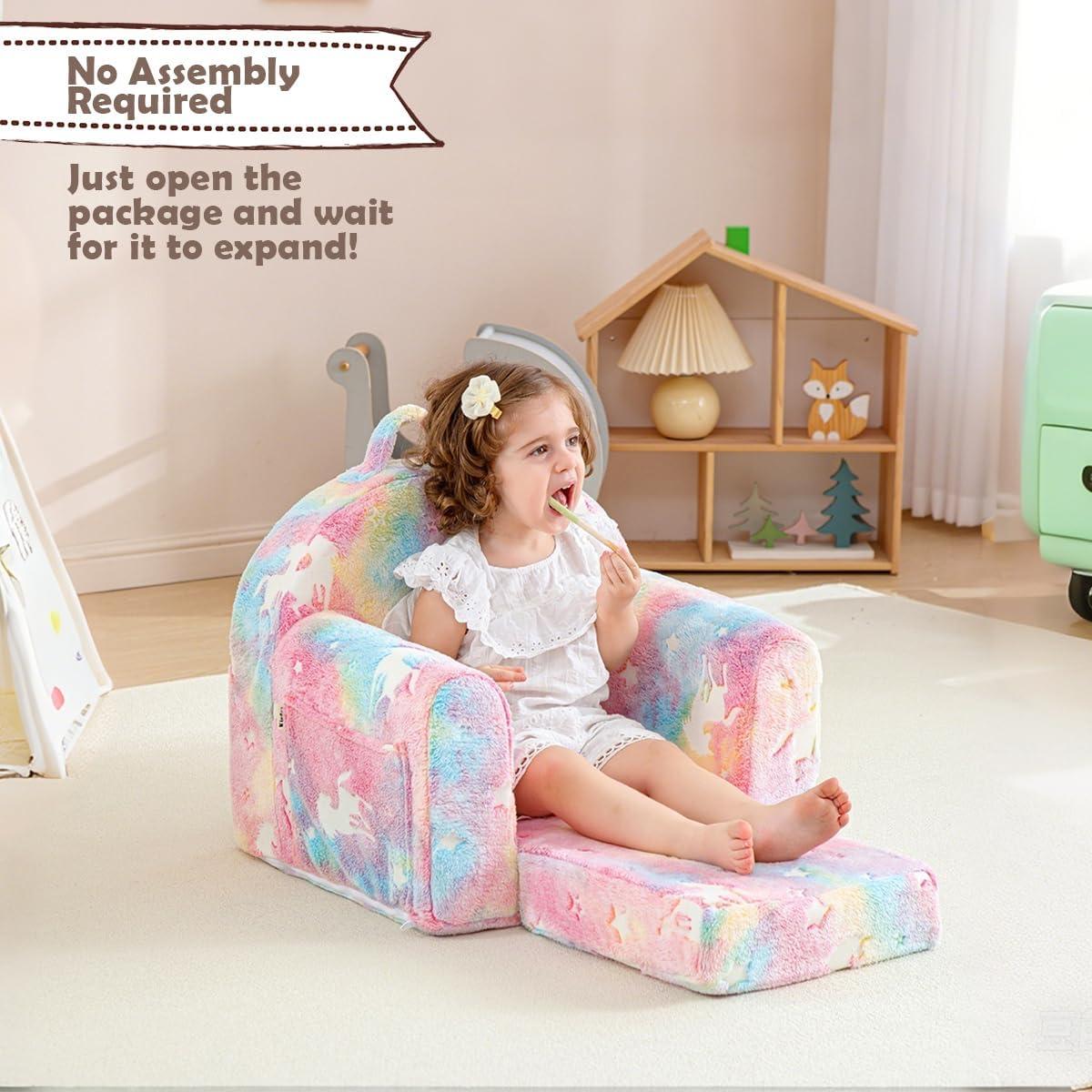 Silla Plegable para Niños Kisdsa Unicornio Rosa 2-en-1