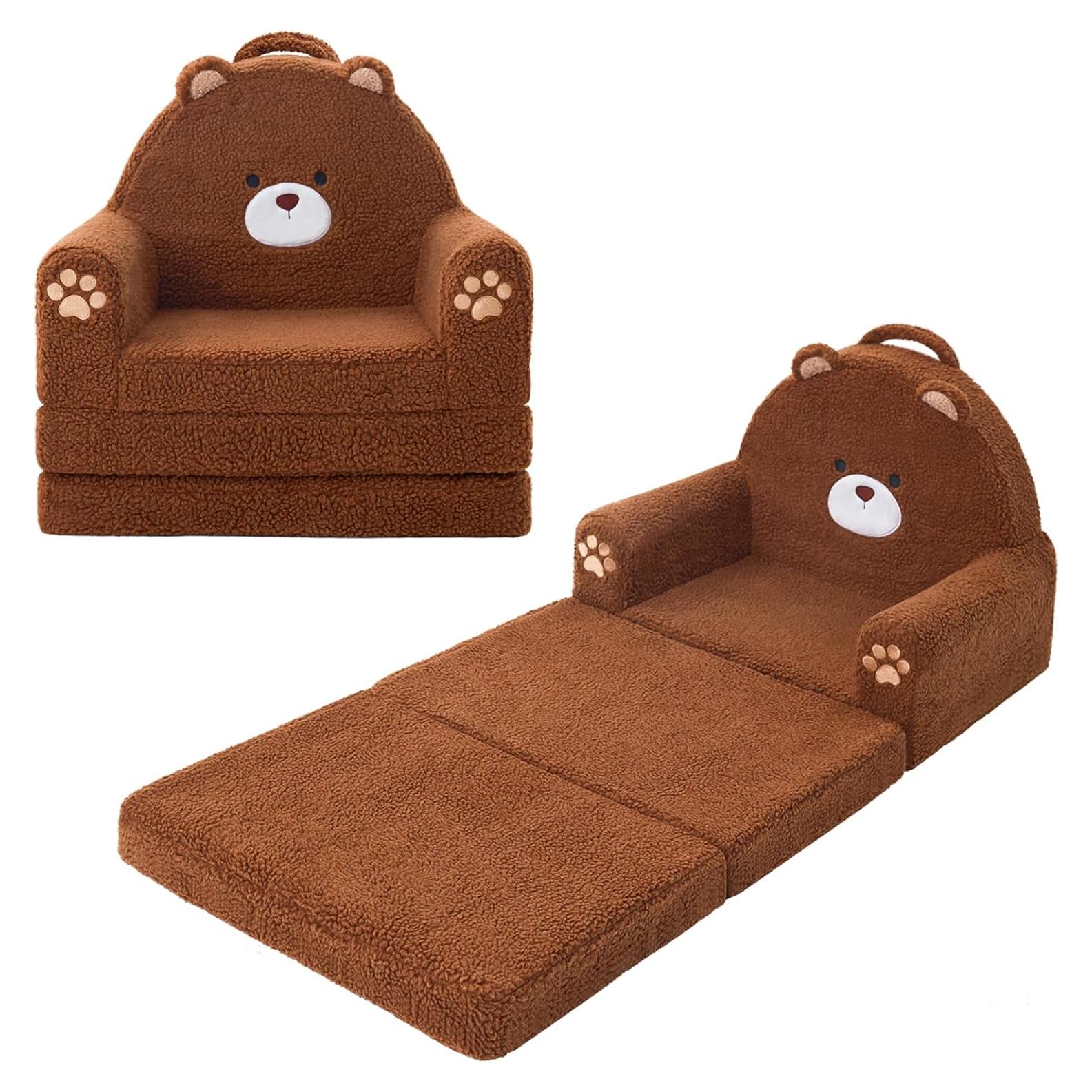 Sofá Plegable 2-en-1 MOONBEEKI para Niños Oso Mediano