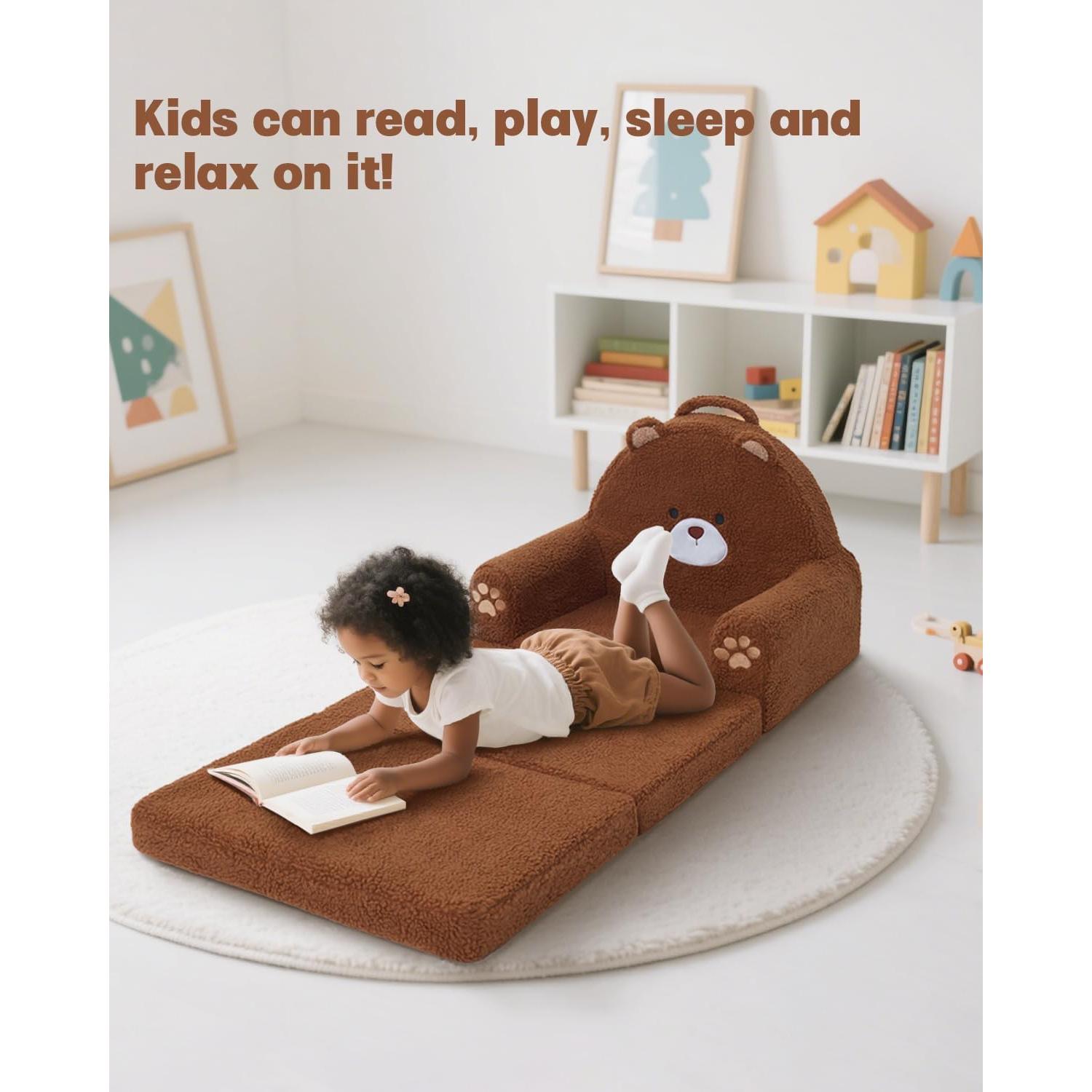 Sofá Plegable 2-en-1 MOONBEEKI para Niños Oso Mediano