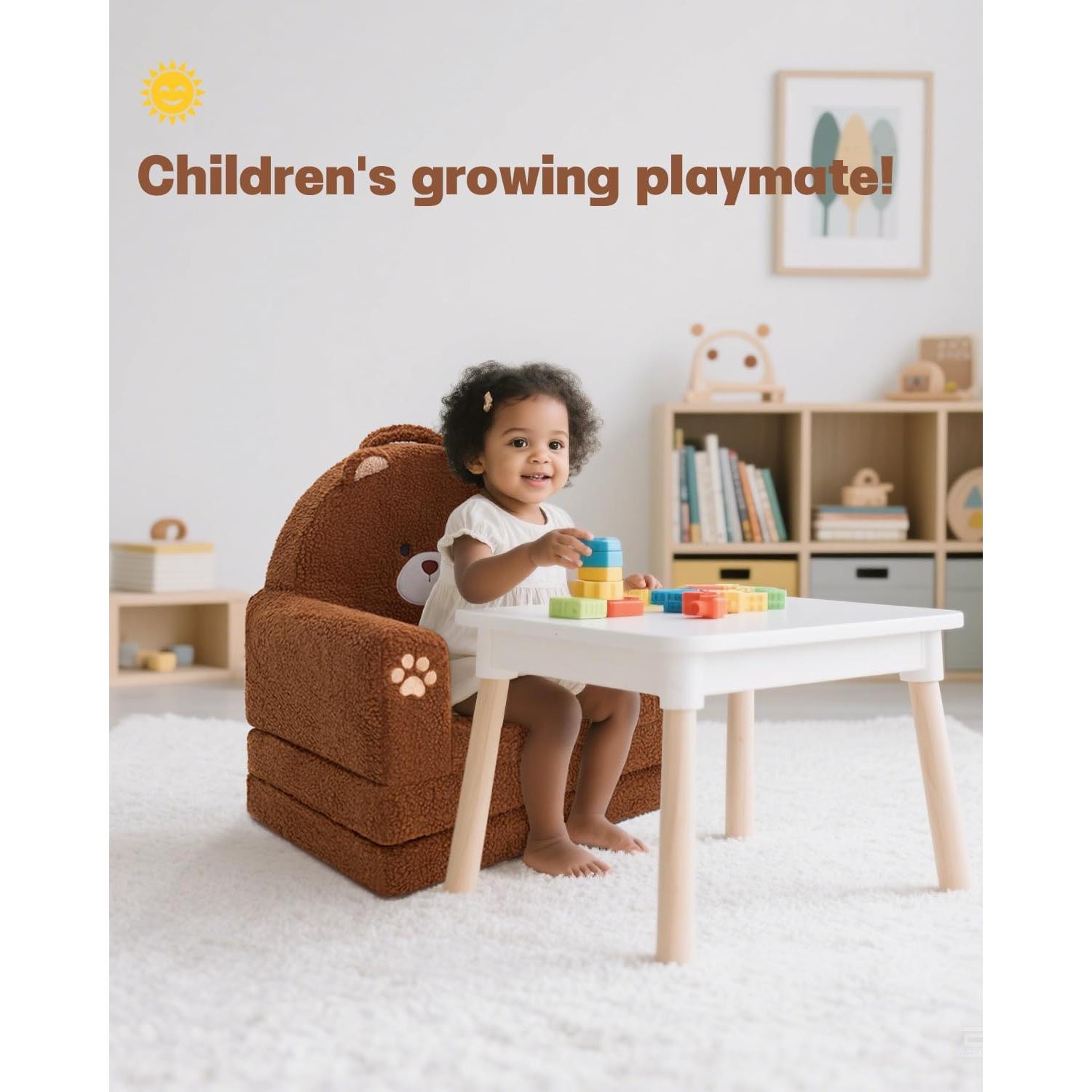 Sofá Plegable 2-en-1 MOONBEEKI para Niños Oso Mediano