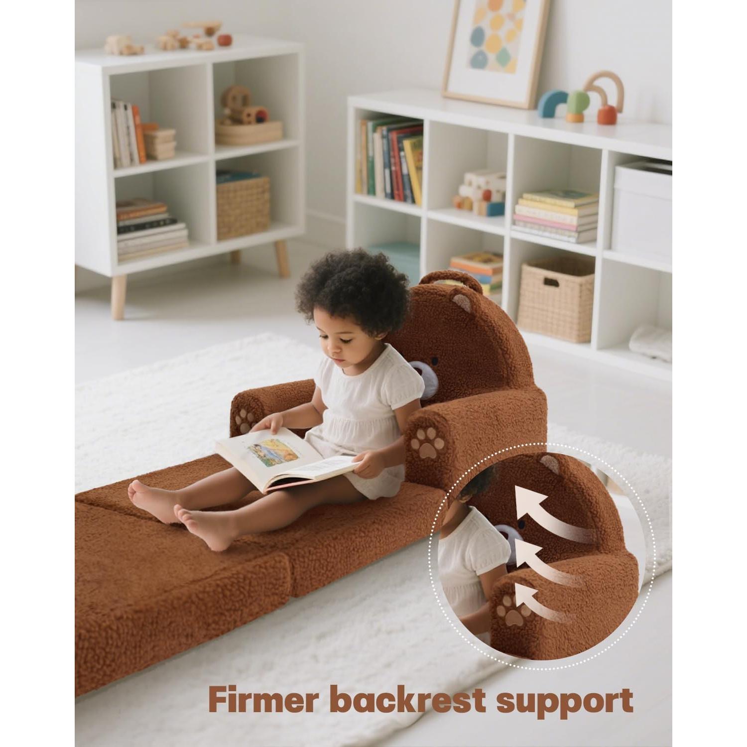 Sofá Plegable 2-en-1 MOONBEEKI para Niños Oso Mediano